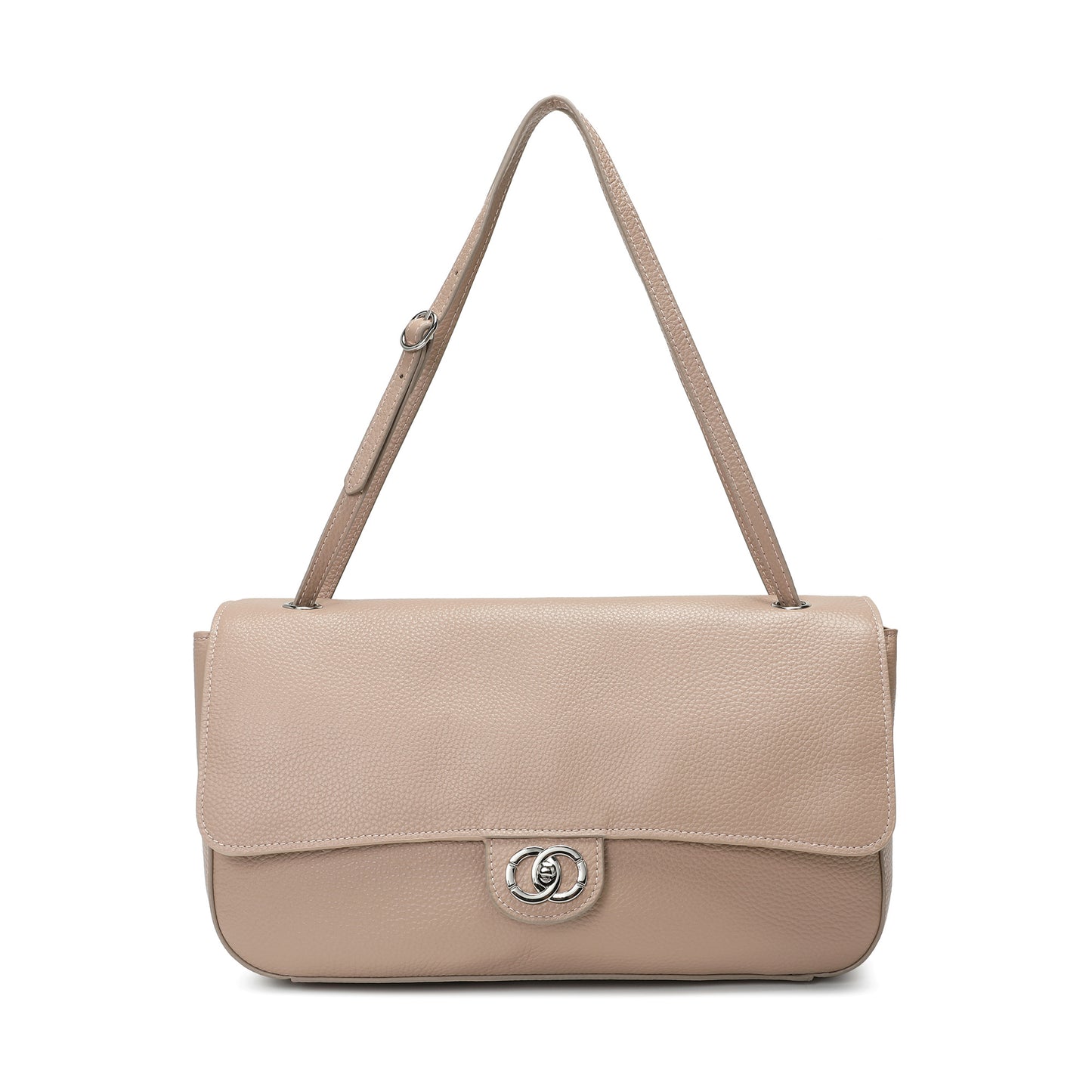 Pebbled Leather Turn-Lock Shoulder Bag