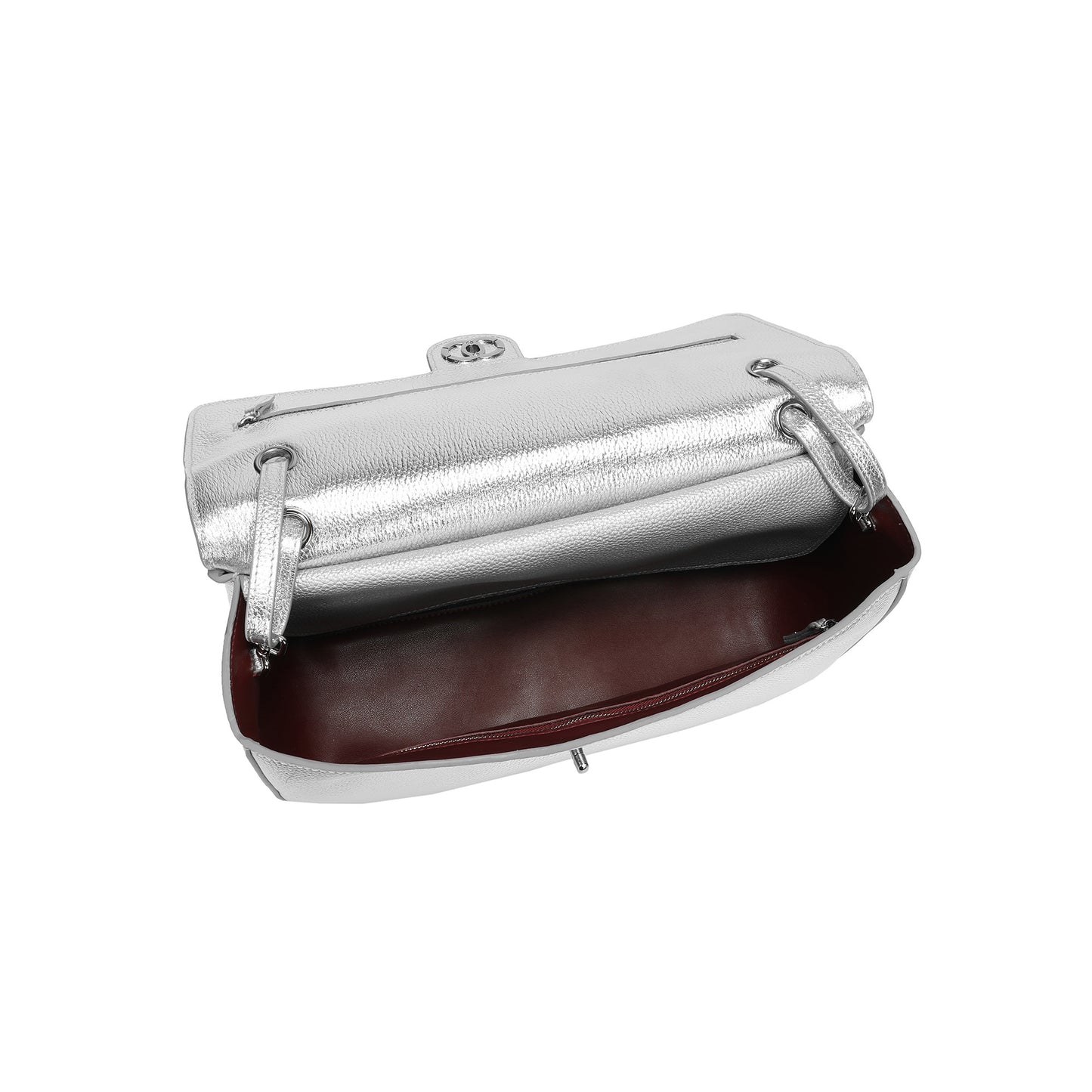 Pebbled Leather Turn-Lock Shoulder Bag