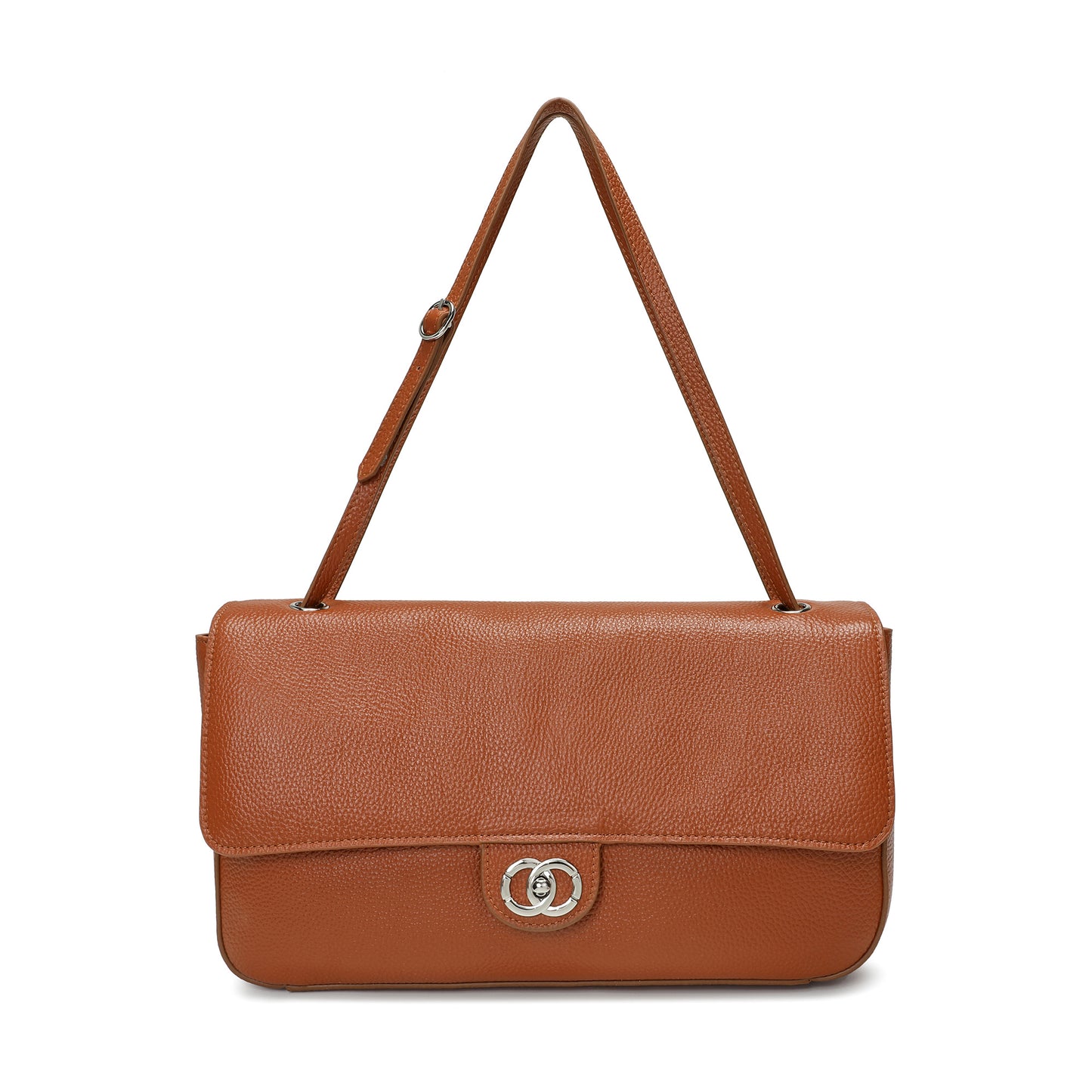 Pebbled Leather Turn-Lock Shoulder Bag