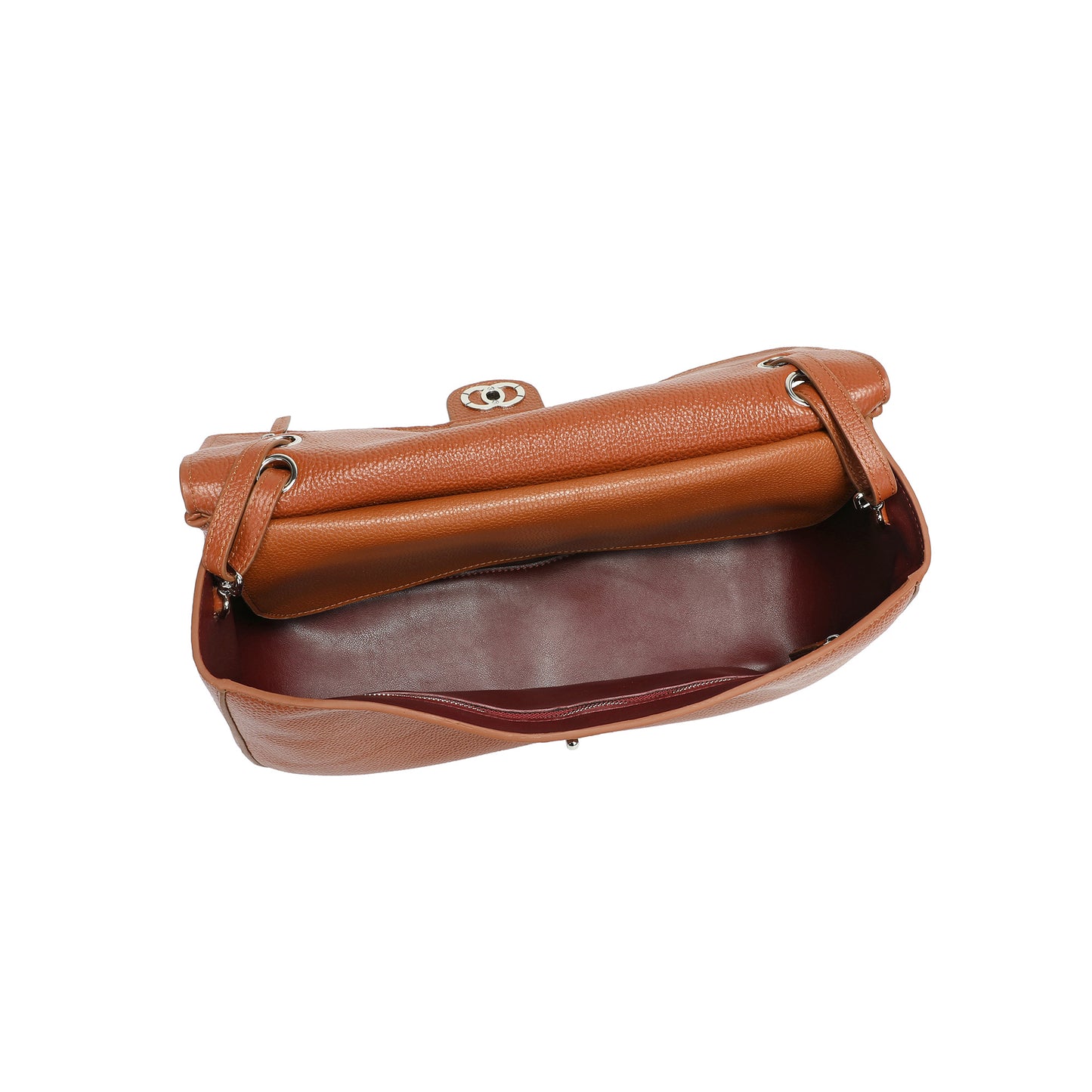 Pebbled Leather Turn-Lock Shoulder Bag