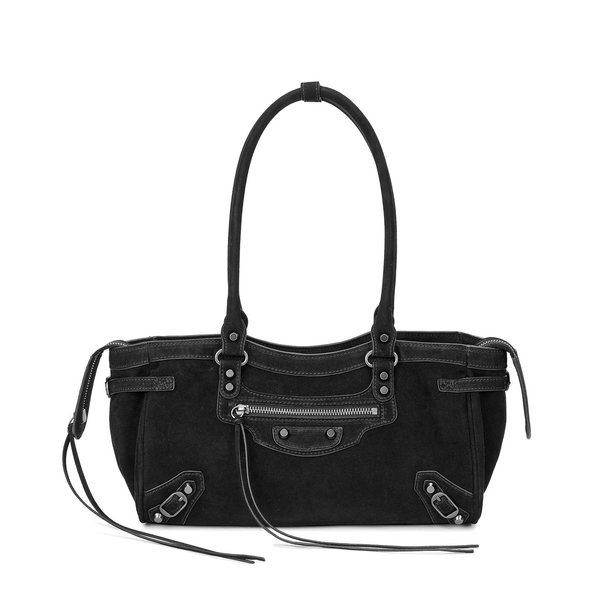 The City Suede Moto Shoulder Bag