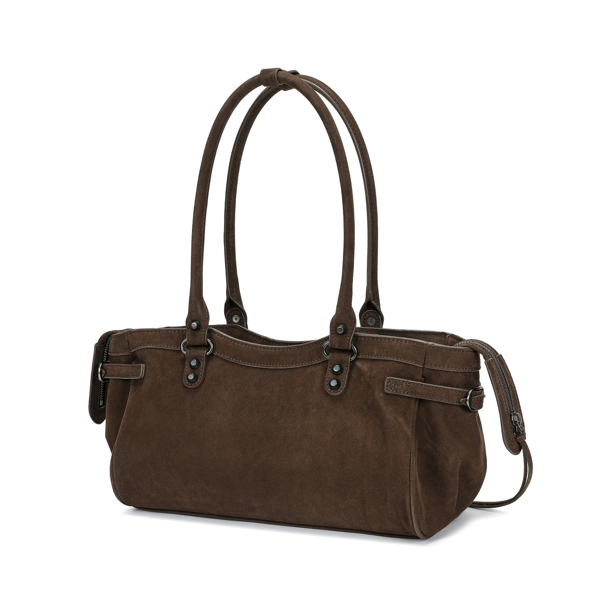 The City Suede Moto Shoulder Bag