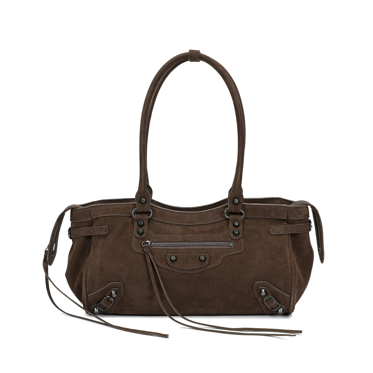 The City Suede Moto Shoulder Bag