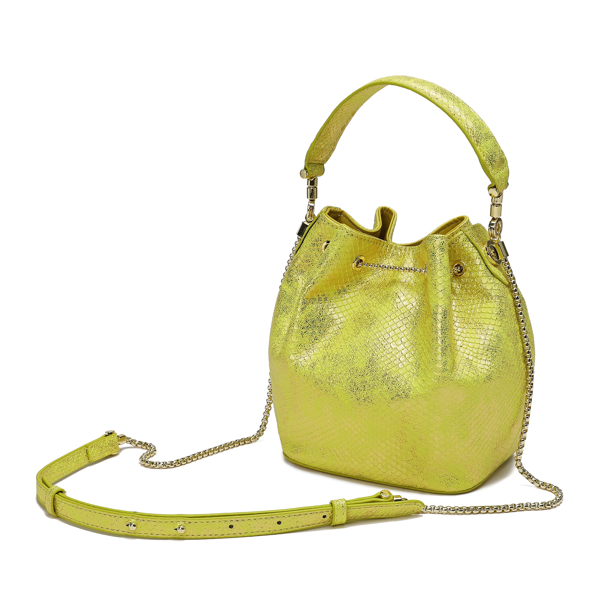 Tiffany & Fred Snake Pattern Leather Drawstring/ Shoulder Bag