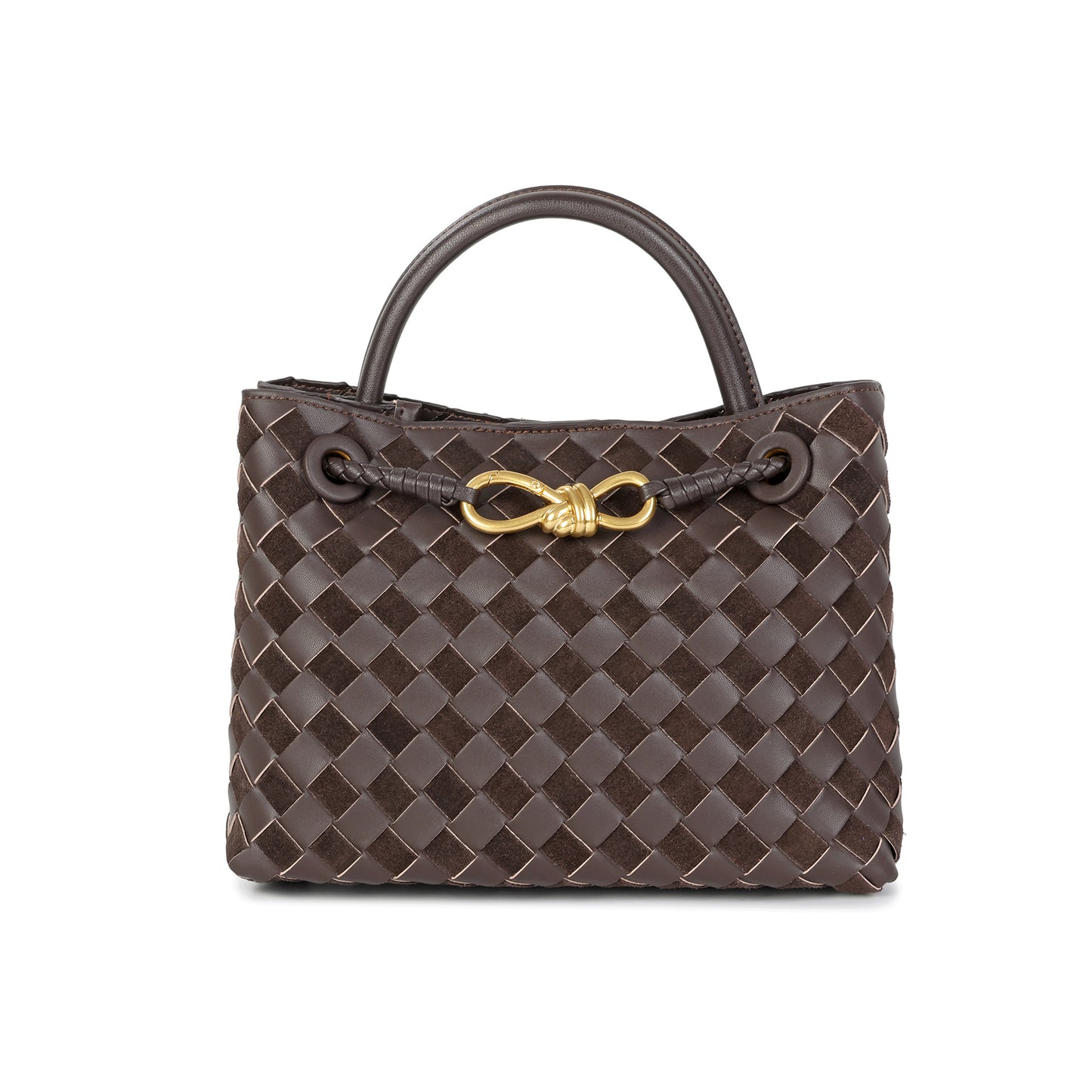 Woven Leather Mini Top-Handle Bag with Rope-Knot Hardware