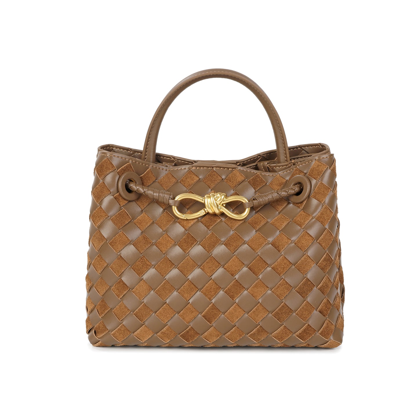 Woven Leather Mini Top-Handle Bag with Rope-Knot Hardware