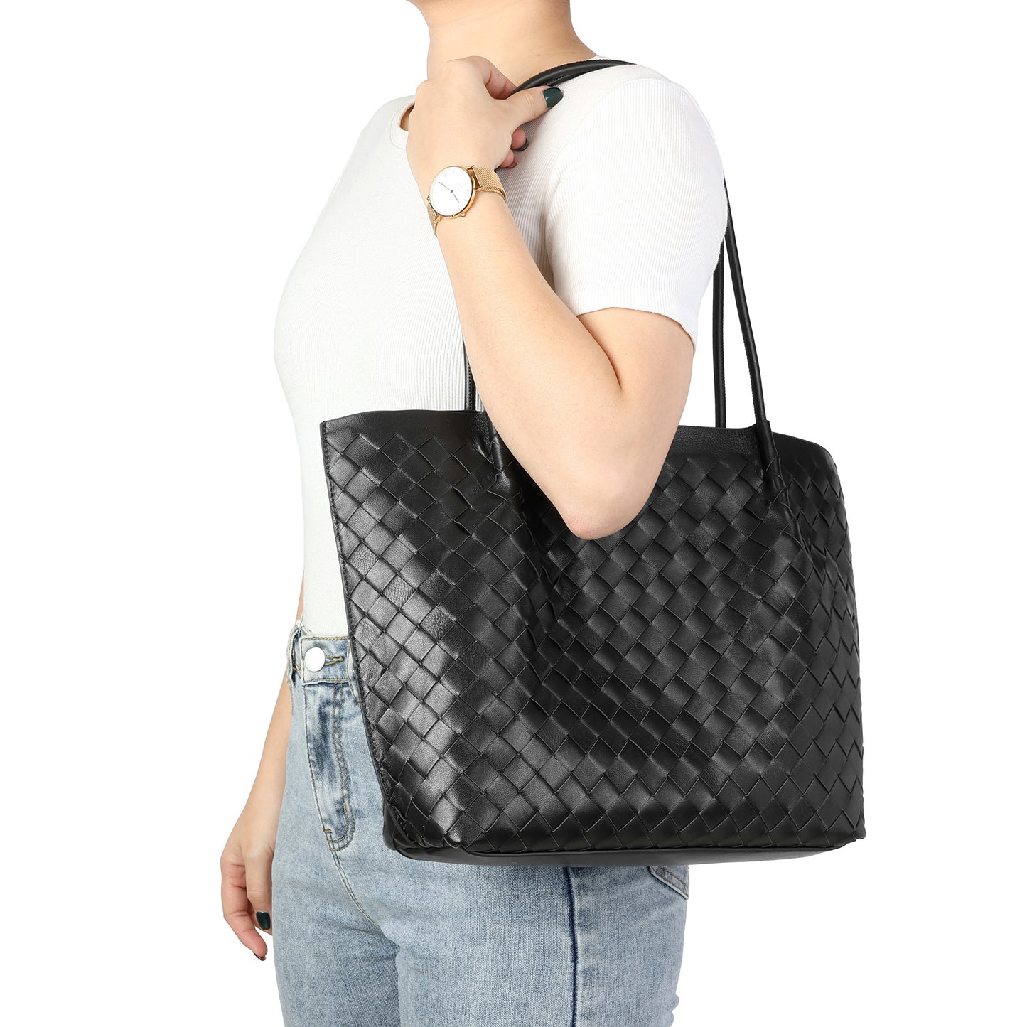 Elegant Woven Leather Tote Bag