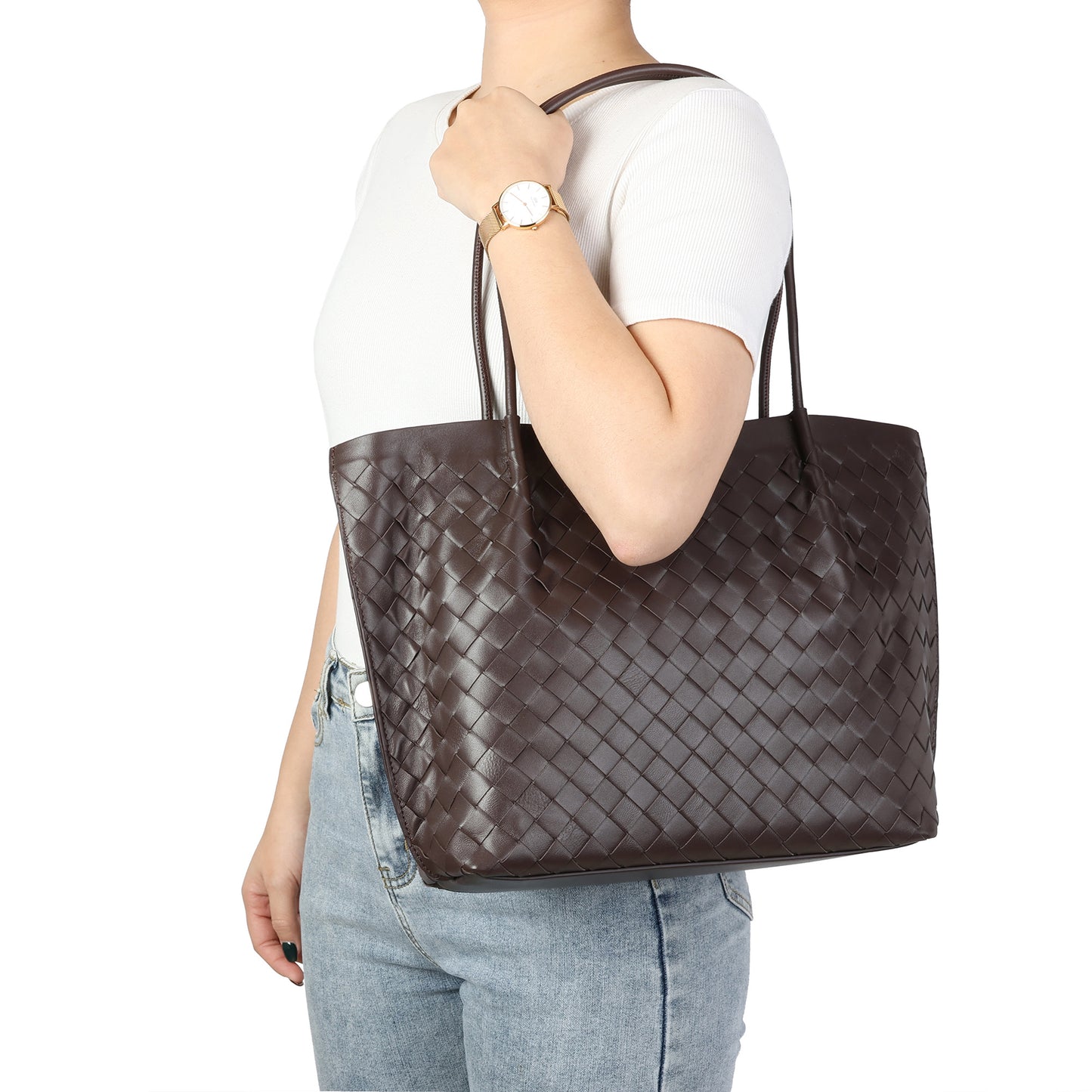 Elegant Woven Leather Tote Bag