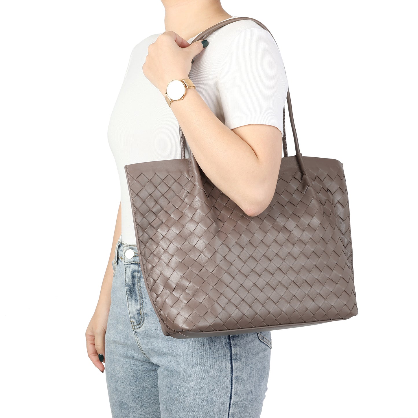 Elegant Woven Leather Tote Bag