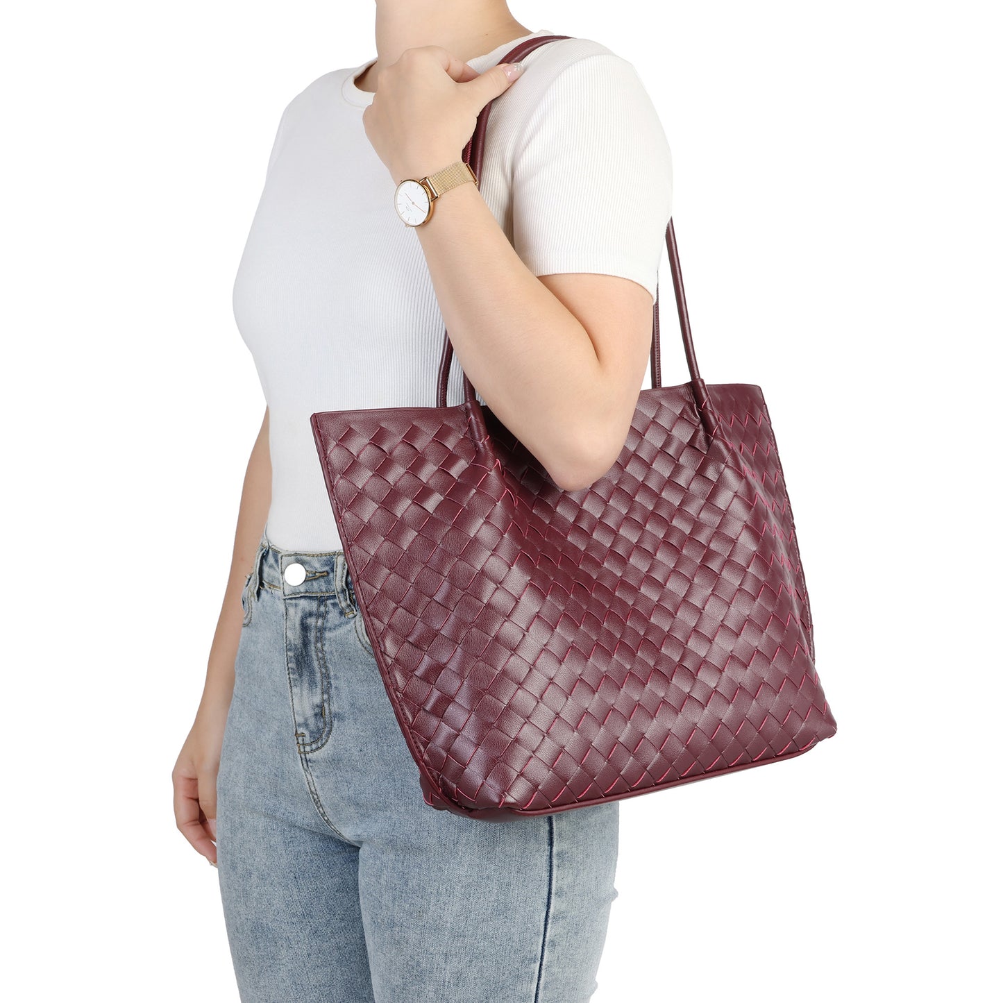 Elegant Woven Leather Tote Bag