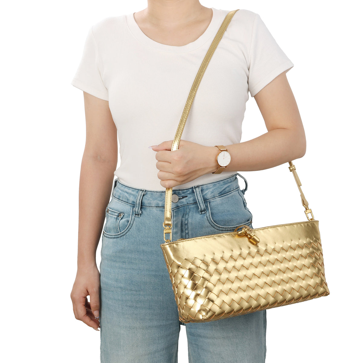Tiffany & Fred Paris Woven Leather Clutch/Shoulder Bag