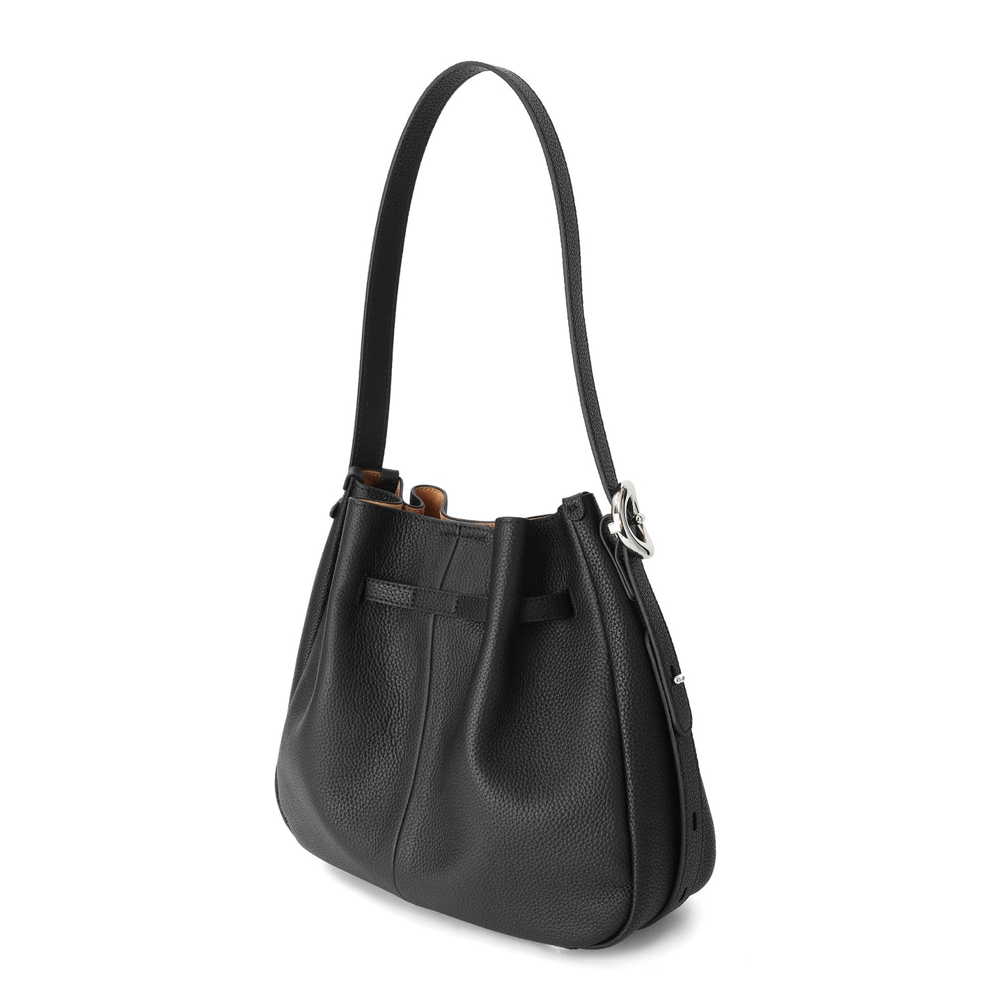 Pebbled Leather Bucket Shoulder Bag