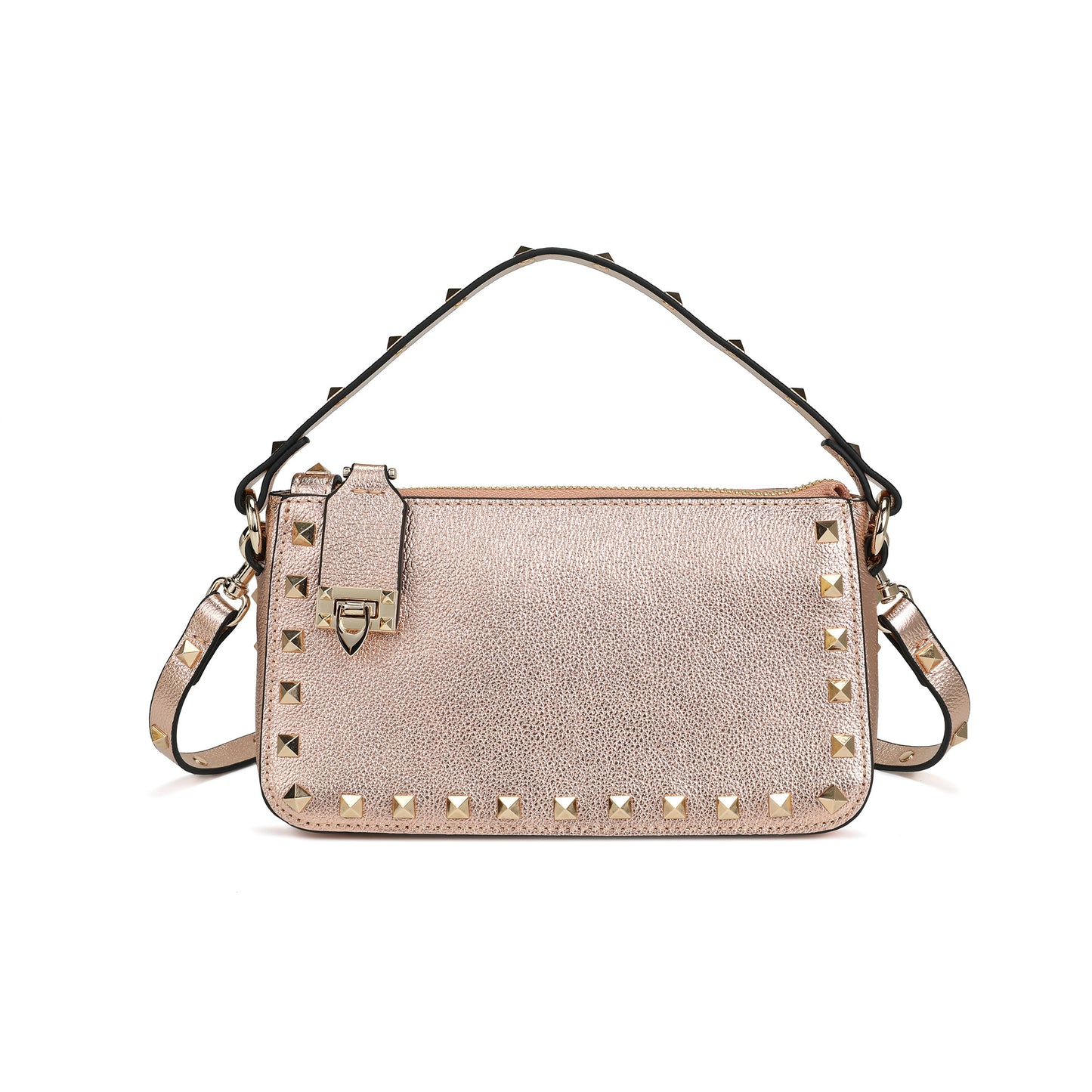 Metallic Studded Convertible Shoulder Bag