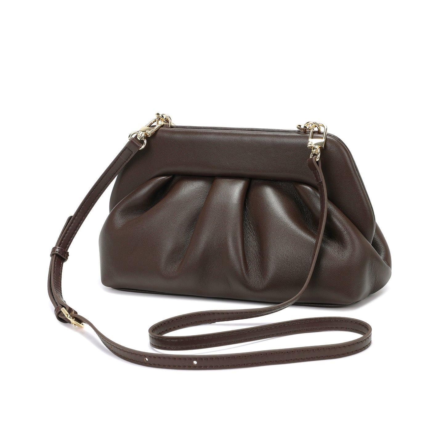 Soft Leather Frame Crossbody Clutch