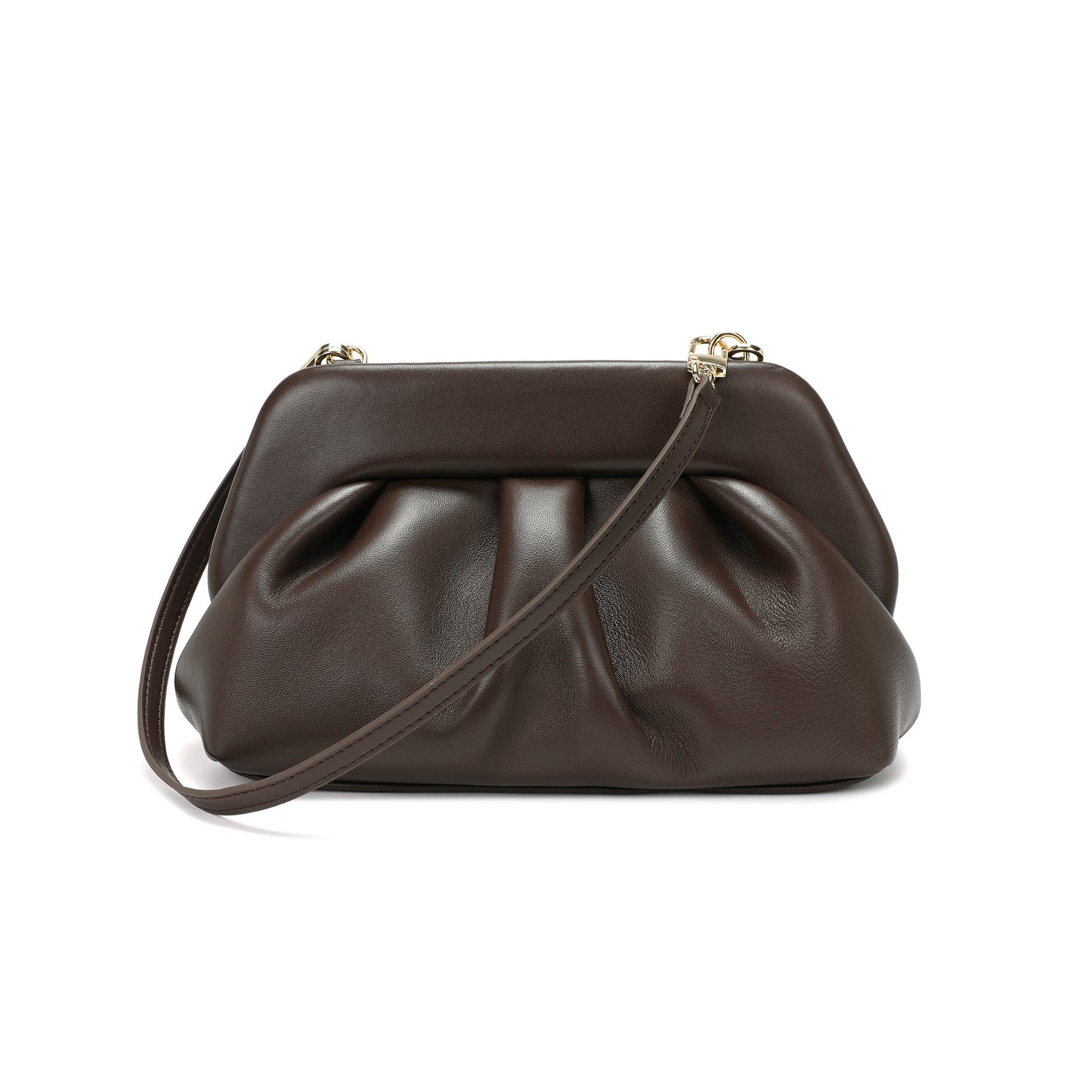 Soft Leather Frame Crossbody Clutch
