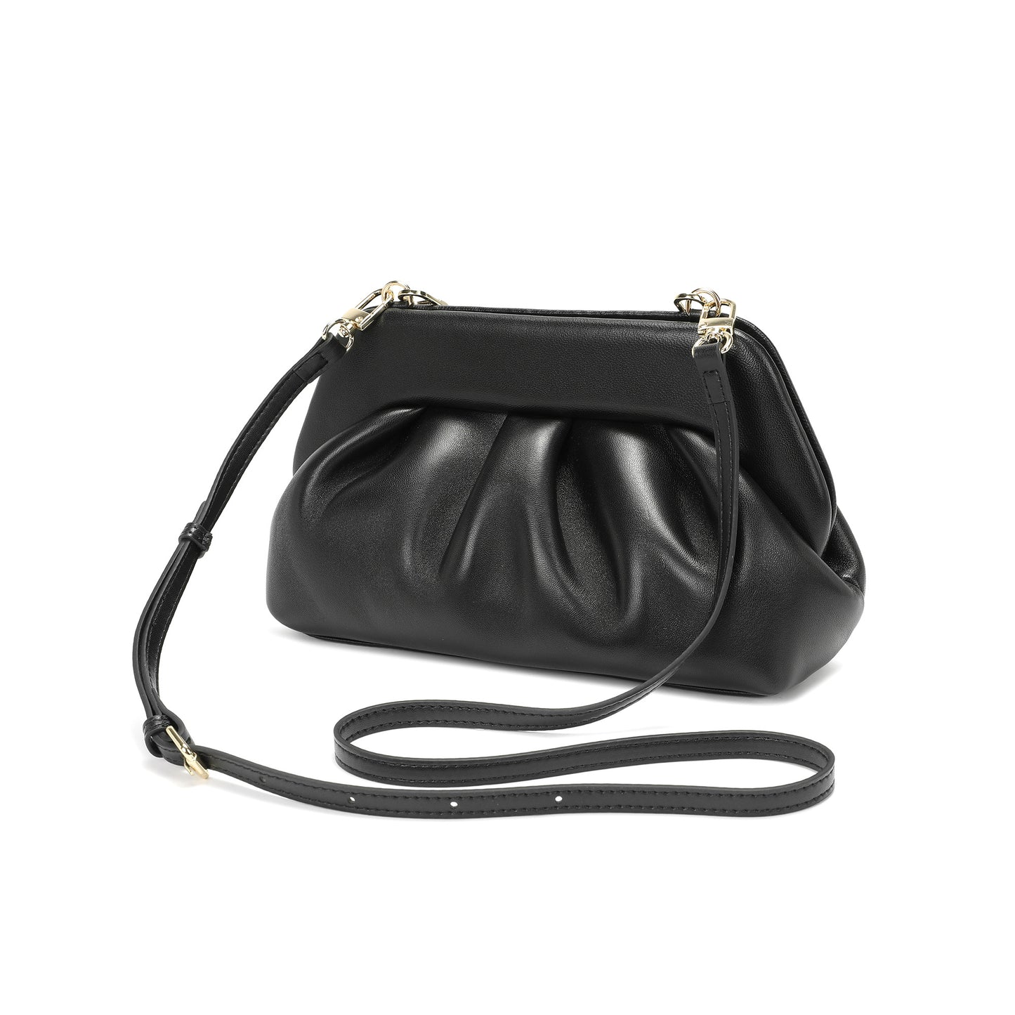 Soft Leather Frame Crossbody Clutch