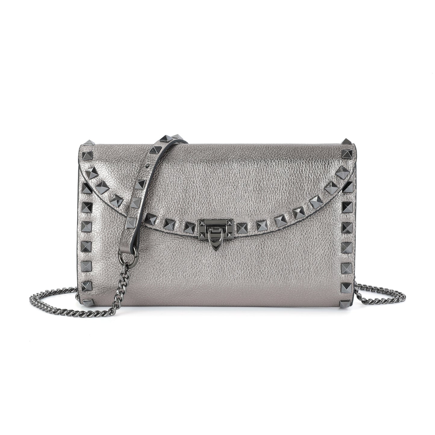 Studded Leather Clutch/Crossbody Bag