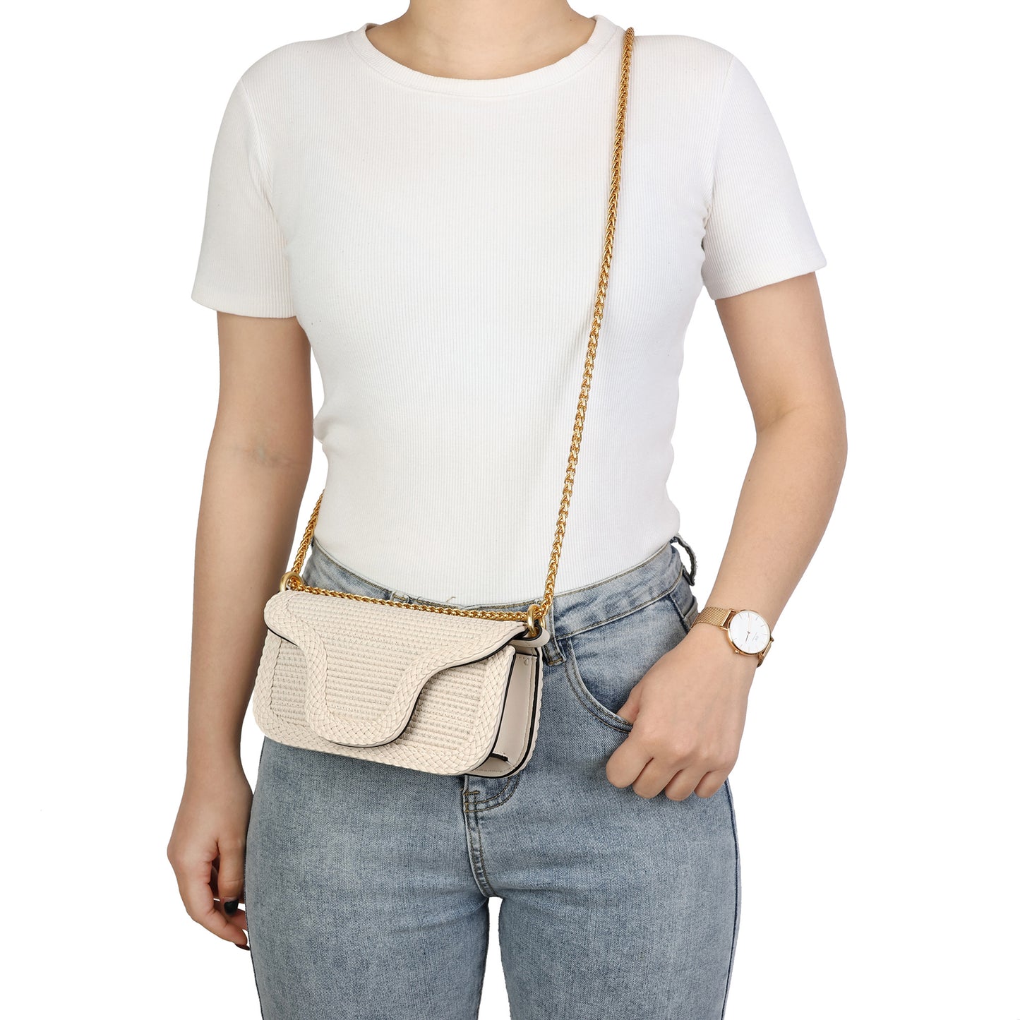 Elegant Braided Leather Crossbody Bag