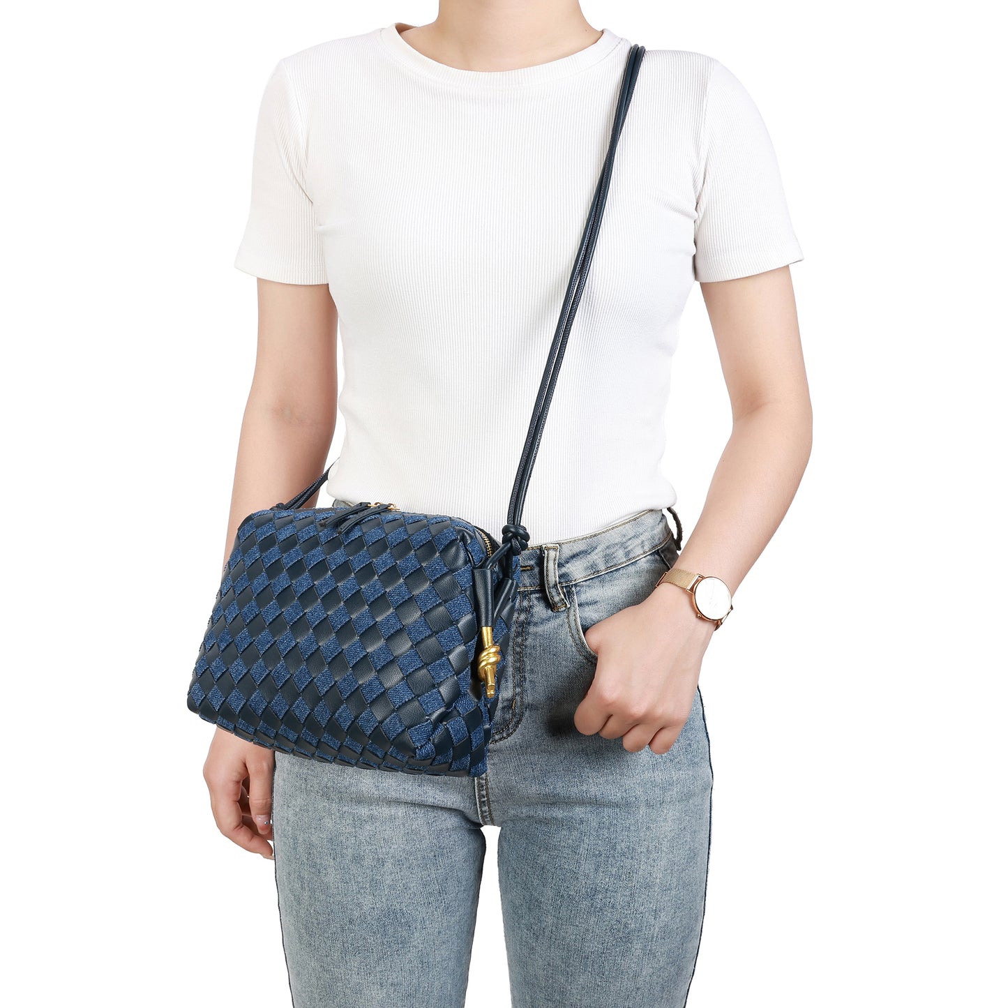 Hand-Woven Leather Crossbody/Shoulder Bag