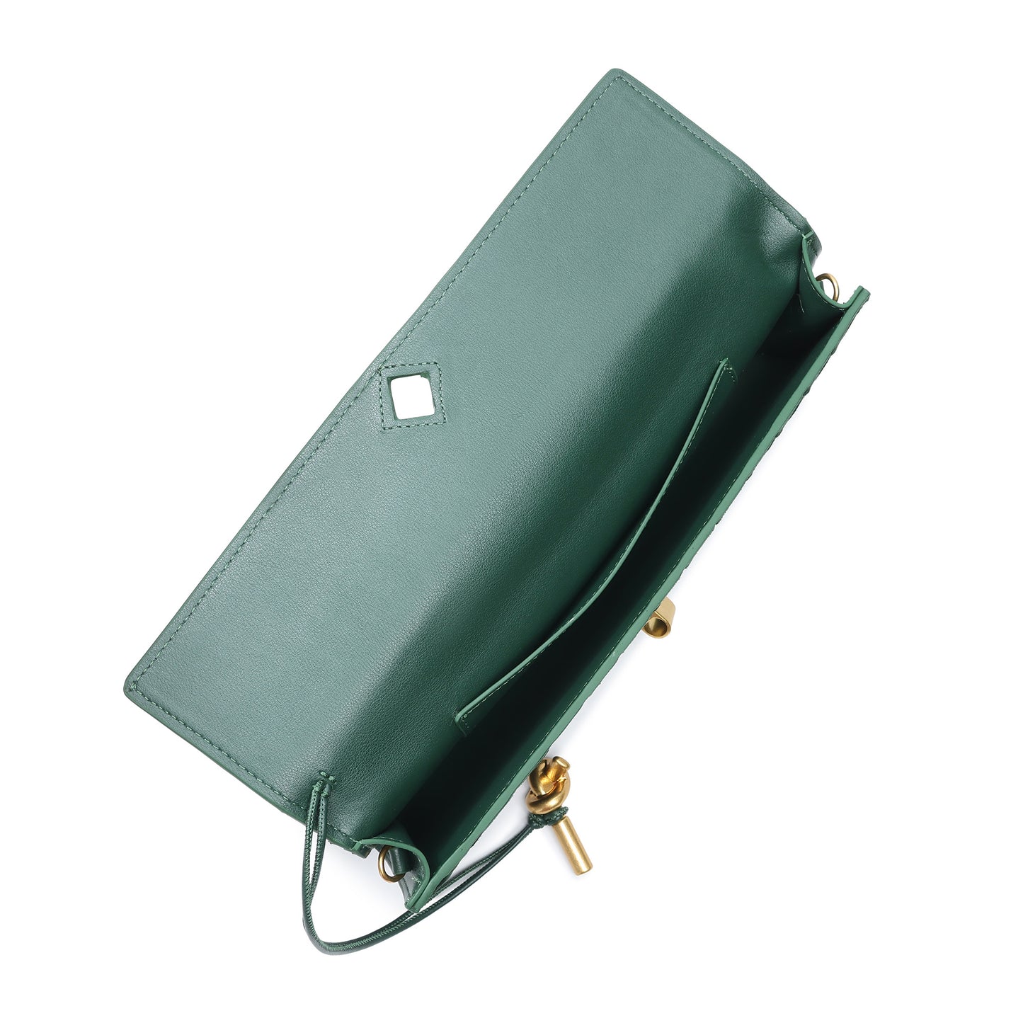 Woven Suede Leather Shoulder Bag with Gold Turn-Lock Accent