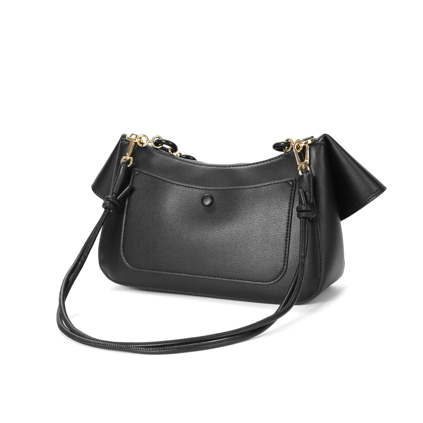 Lambskin Leather Shoulder Bag with Resin Chain Detail