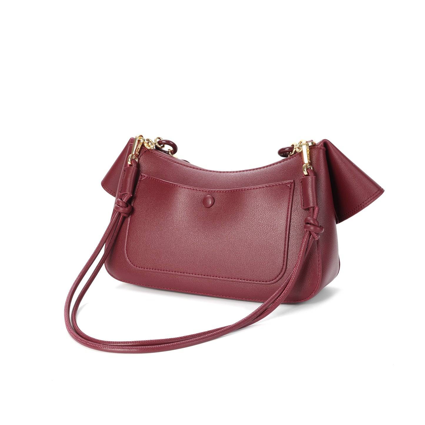 Lambskin Leather Shoulder Bag with Resin Chain Detail