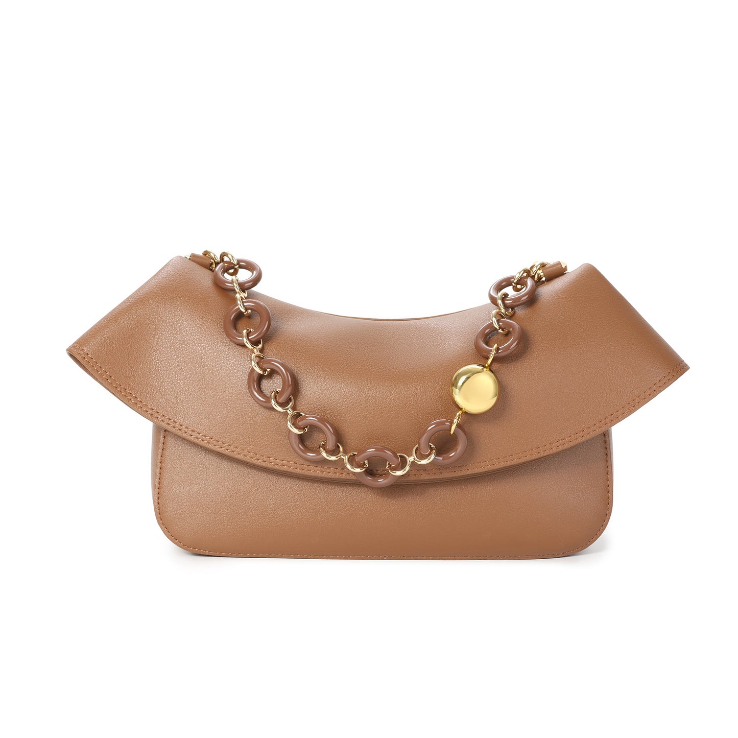 Lambskin Leather Shoulder Bag with Resin Chain Detail