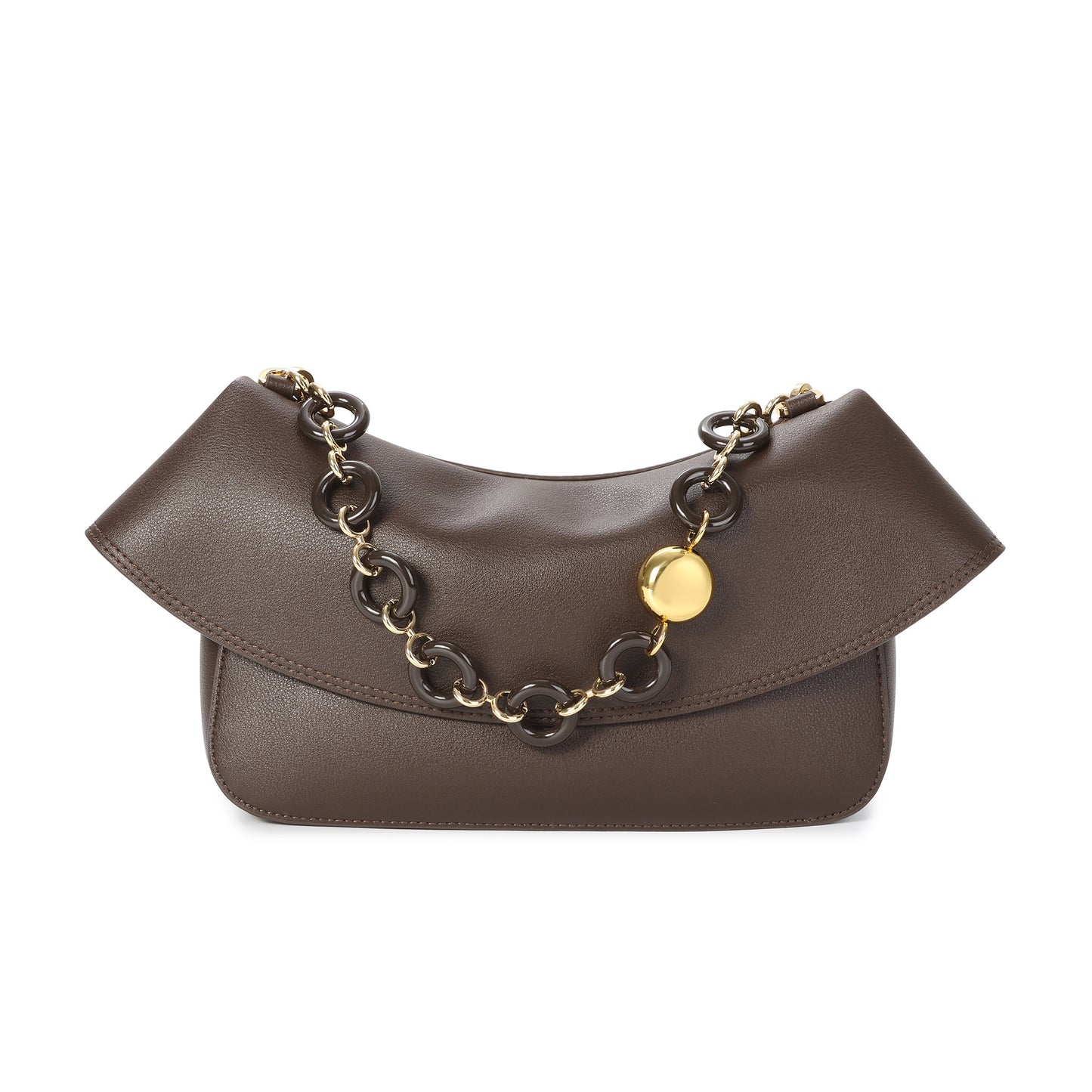 Lambskin Leather Shoulder Bag with Resin Chain Detail