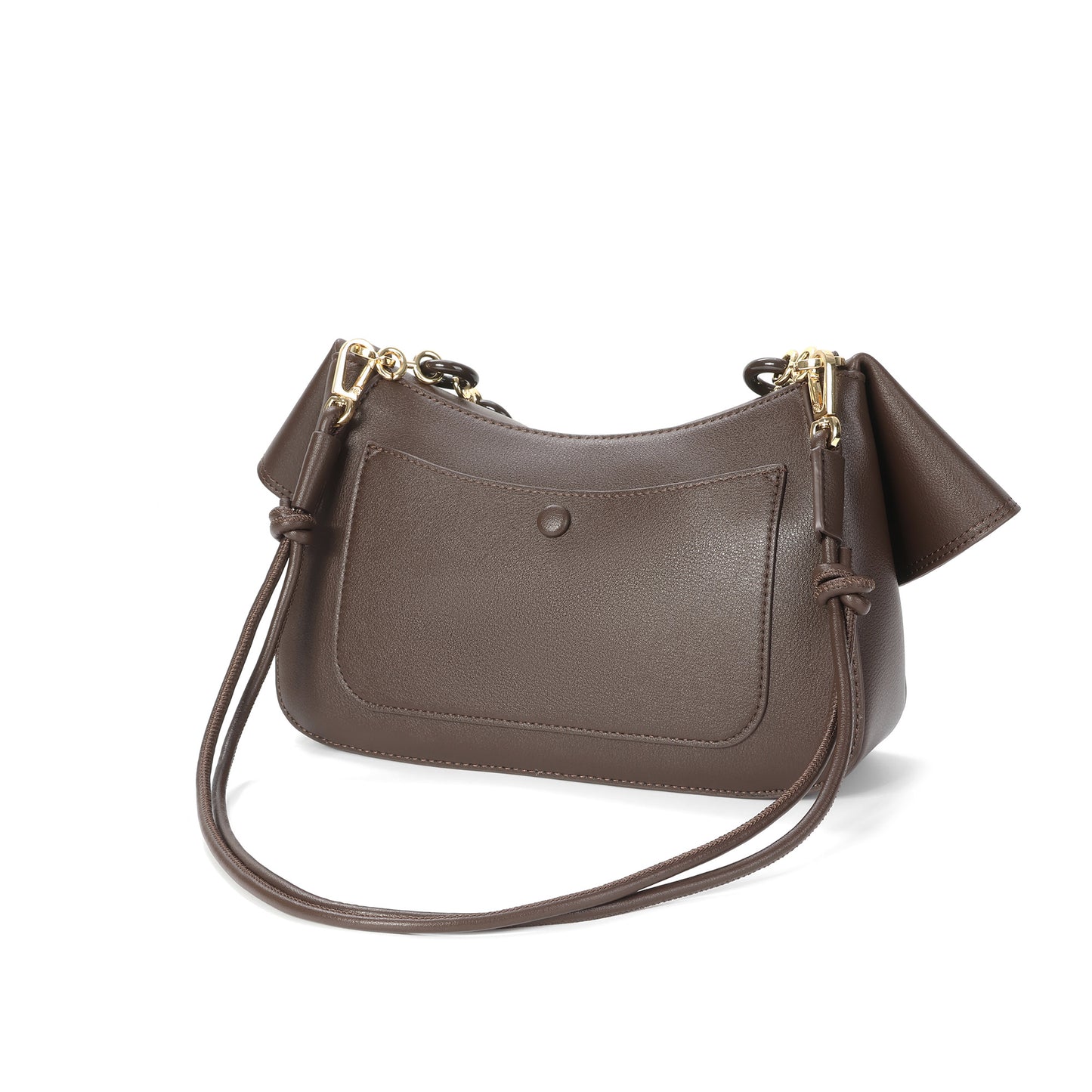 Lambskin Leather Shoulder Bag with Resin Chain Detail