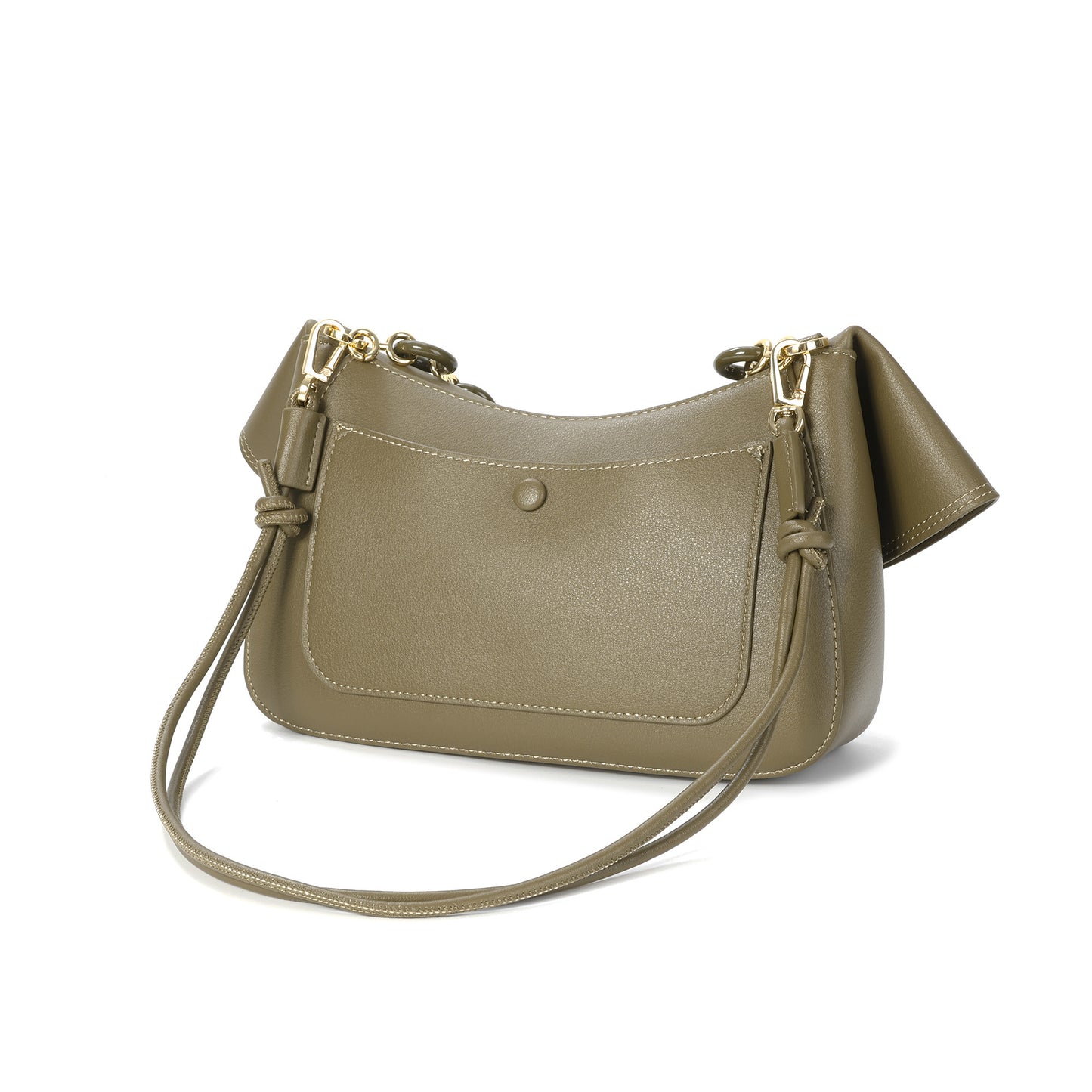 Lambskin Leather Shoulder Bag with Resin Chain Detail