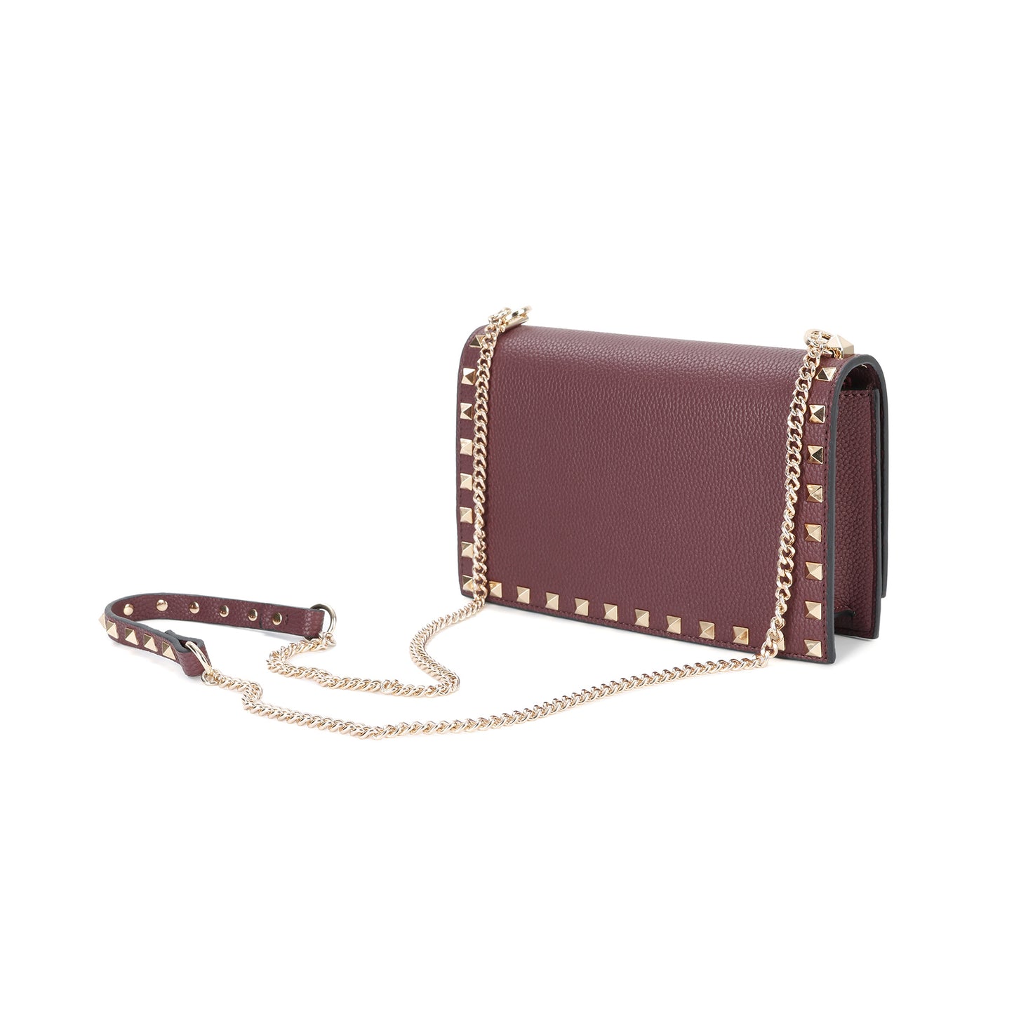 Metallic Leather Mini Flap Bag/Clutch with Pyramid Stud Trim