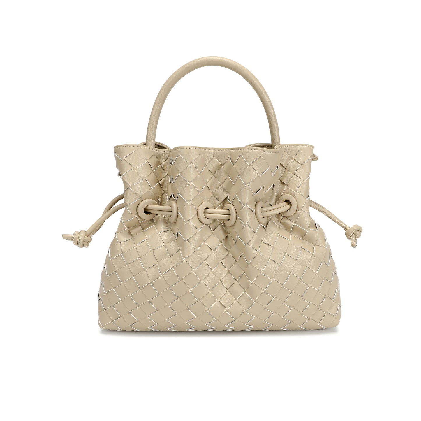 Hand-Woven Drawstring Leather Satchel/Shoulder Bag