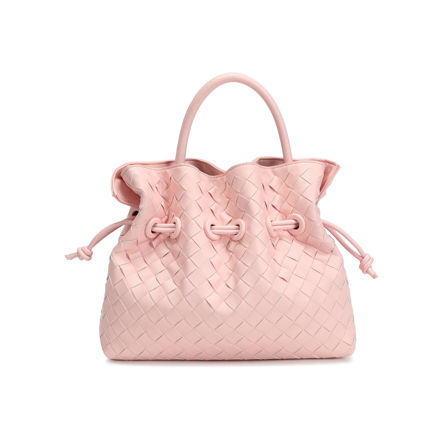 Hand-Woven Drawstring Leather Satchel/Shoulder Bag
