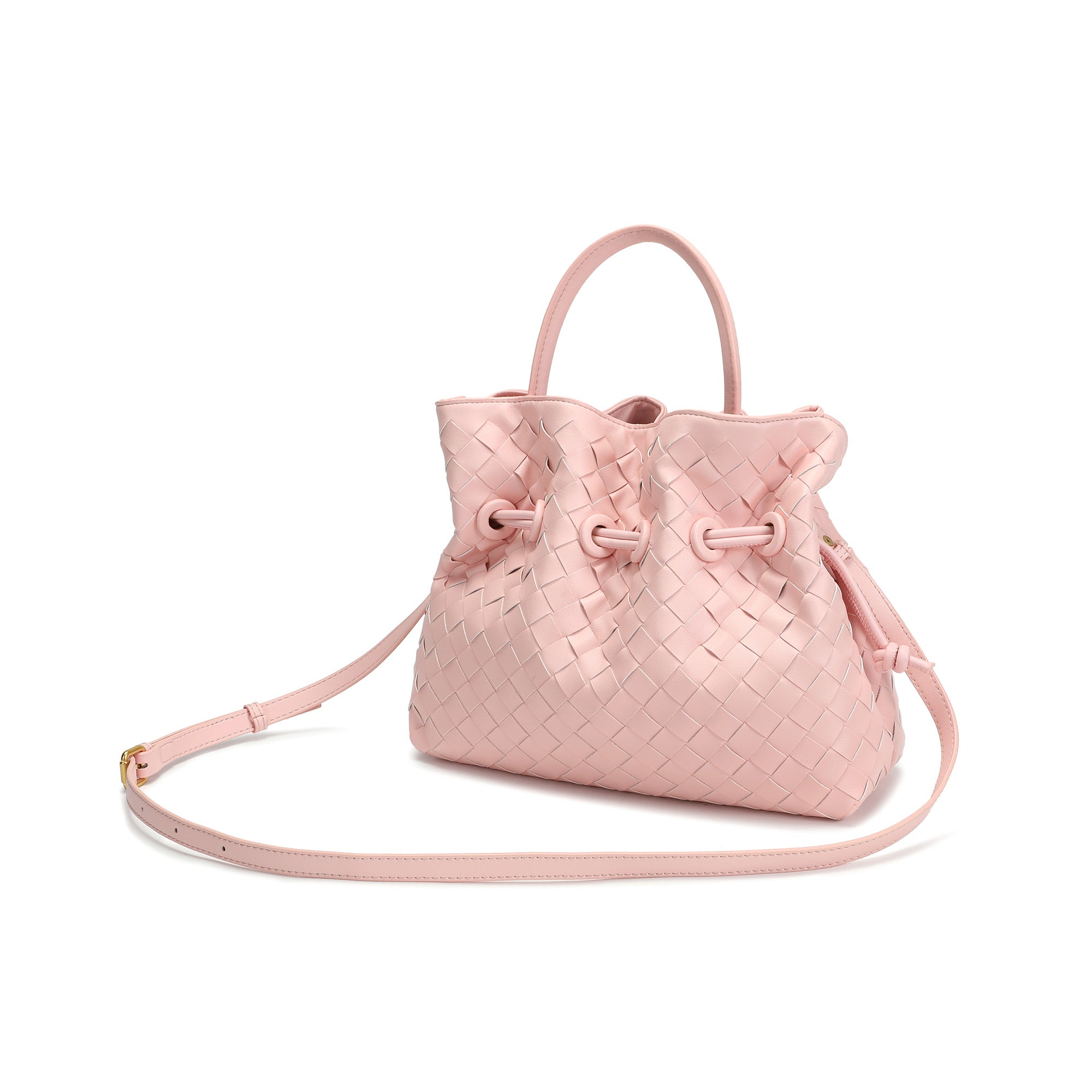 Hand-Woven Drawstring Leather Satchel/Shoulder Bag – Tiffany