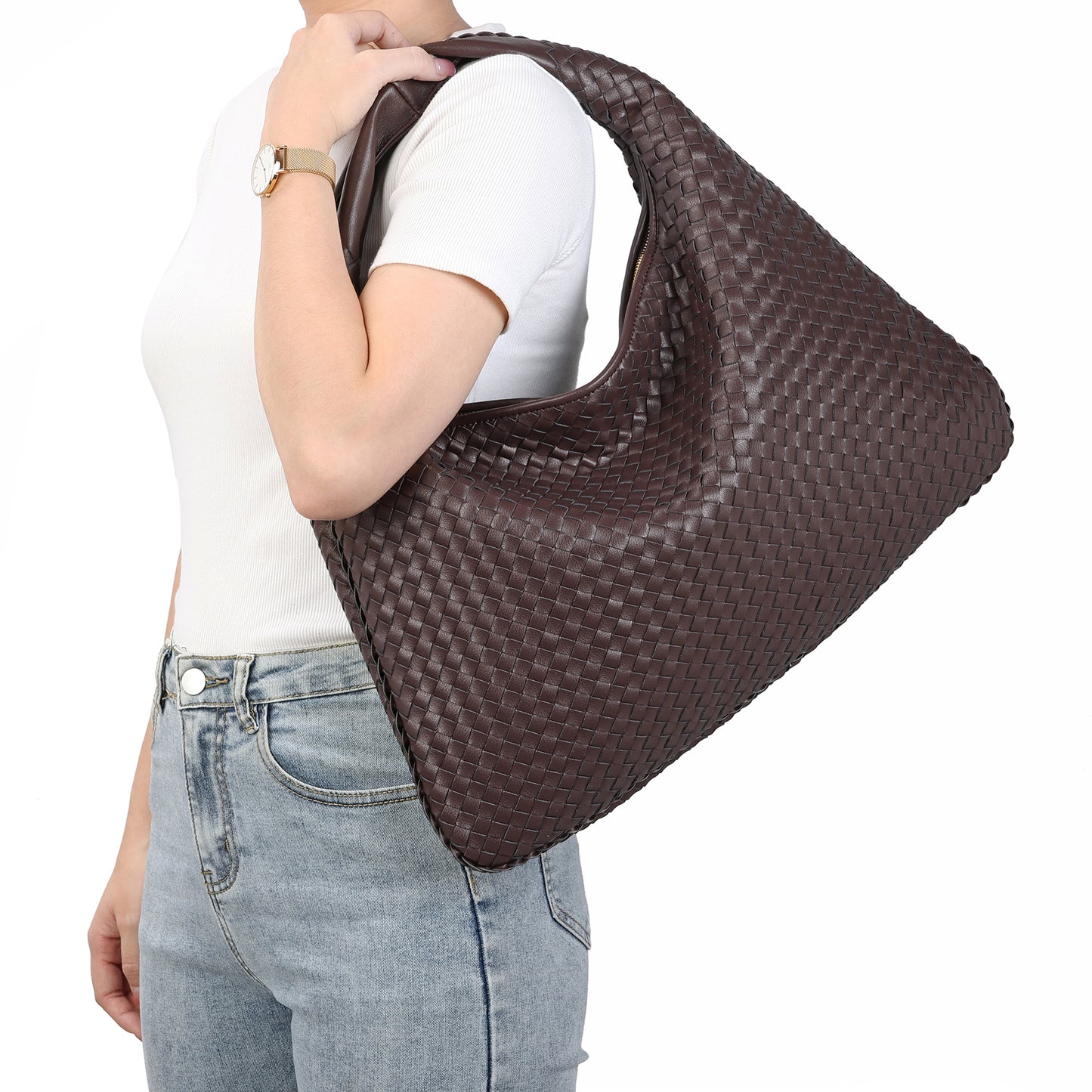 Large Hand-Woven Full-Grain Hobo Bag/Tote