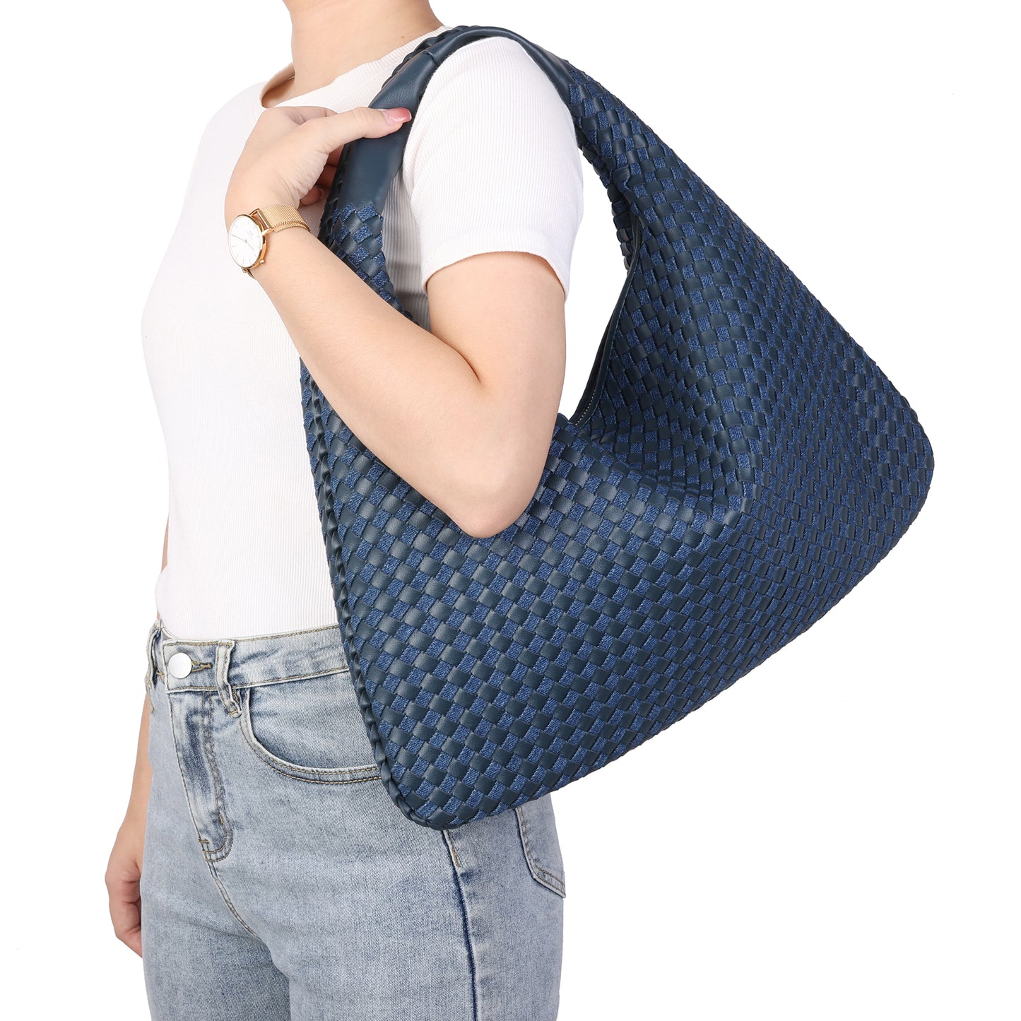 Large Hand-Woven Full-Grain Hobo Bag/Tote