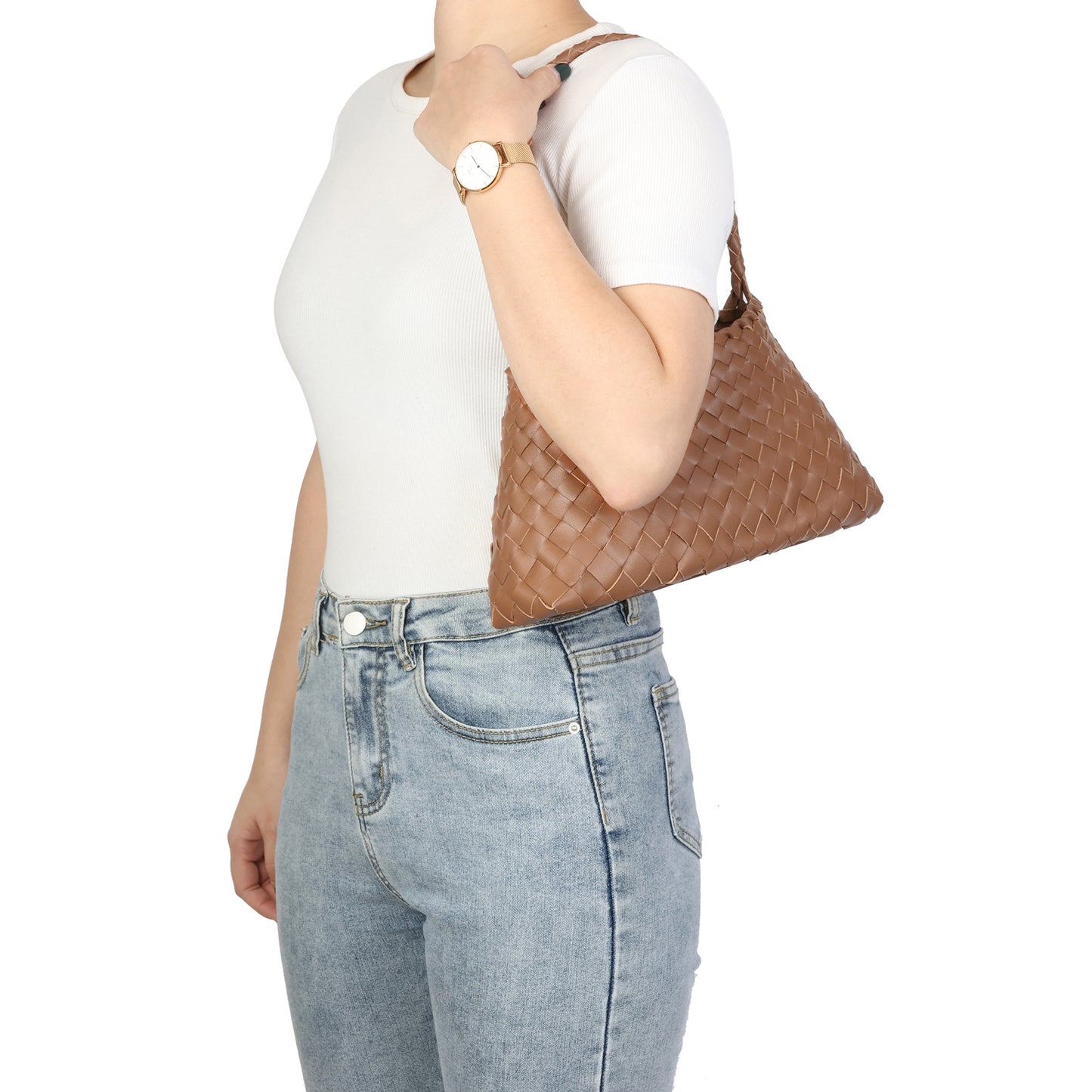 Hand-Woven Leather Shoulder Bag