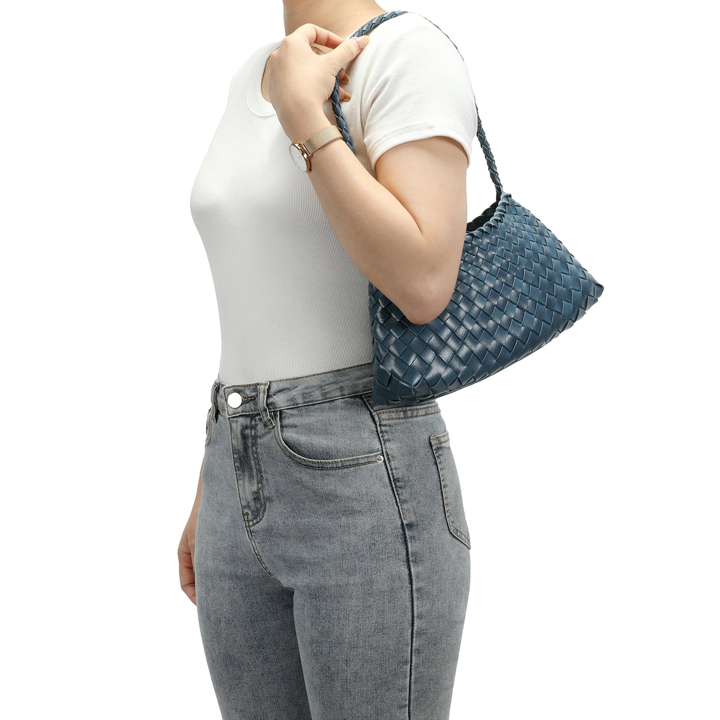 Hand-Woven Leather Shoulder Bag