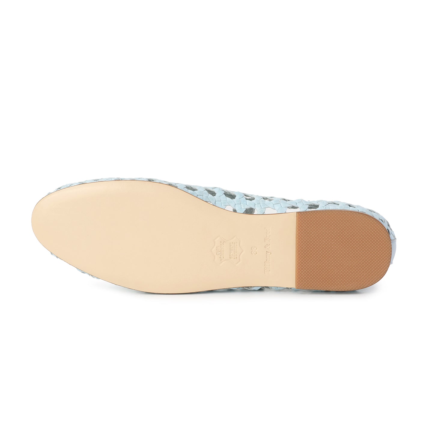 Powder Blue Woven Leather Mary Jane Flats