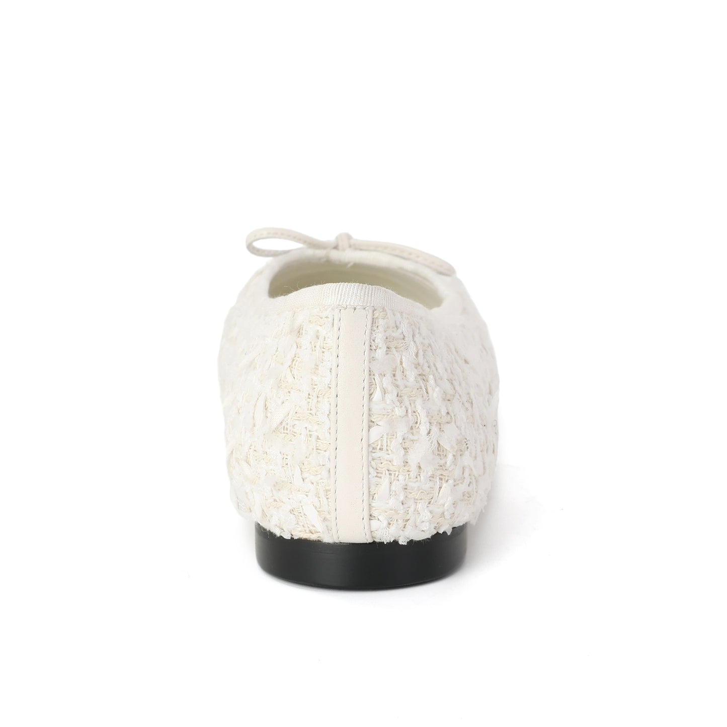 Black/White Tweed Rue Ballet Flat with Textured Toe-Cap