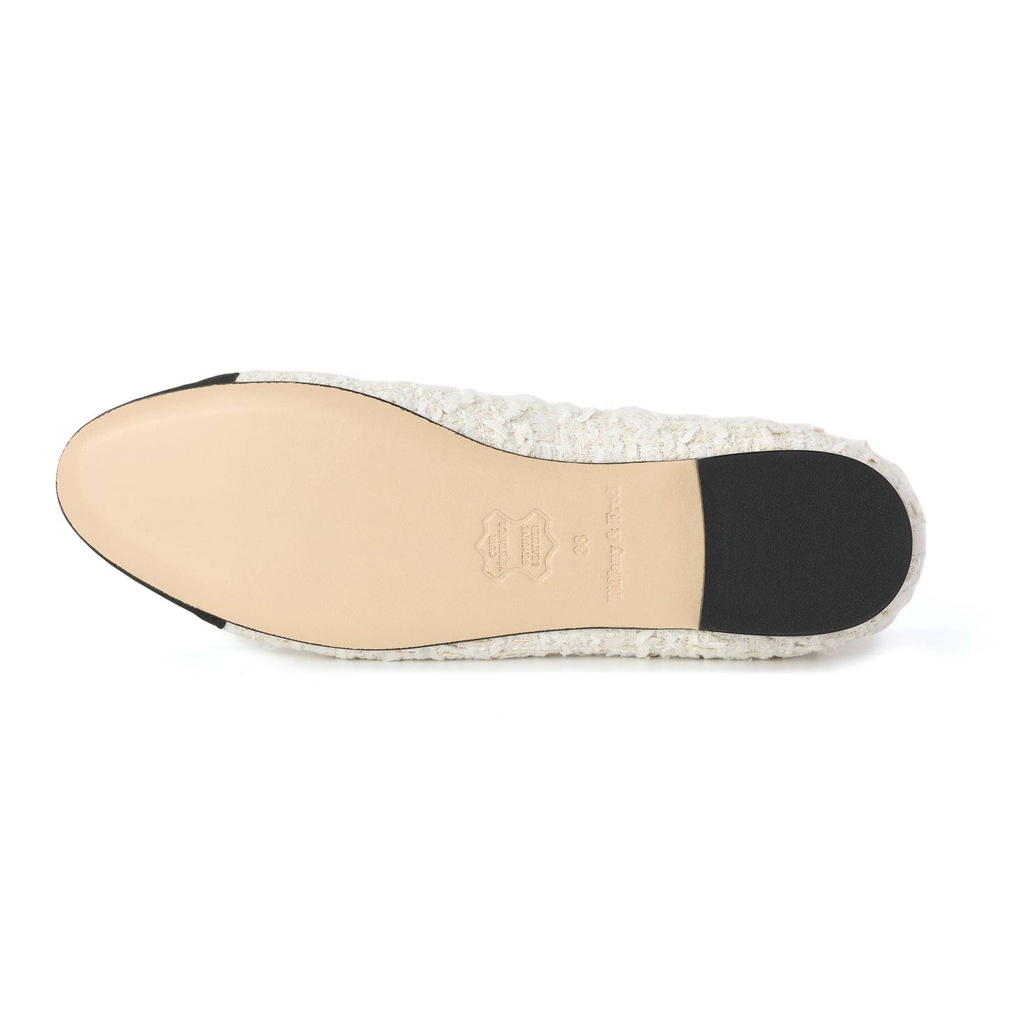 Black/White Tweed Rue Ballet Flat with Textured Toe-Cap