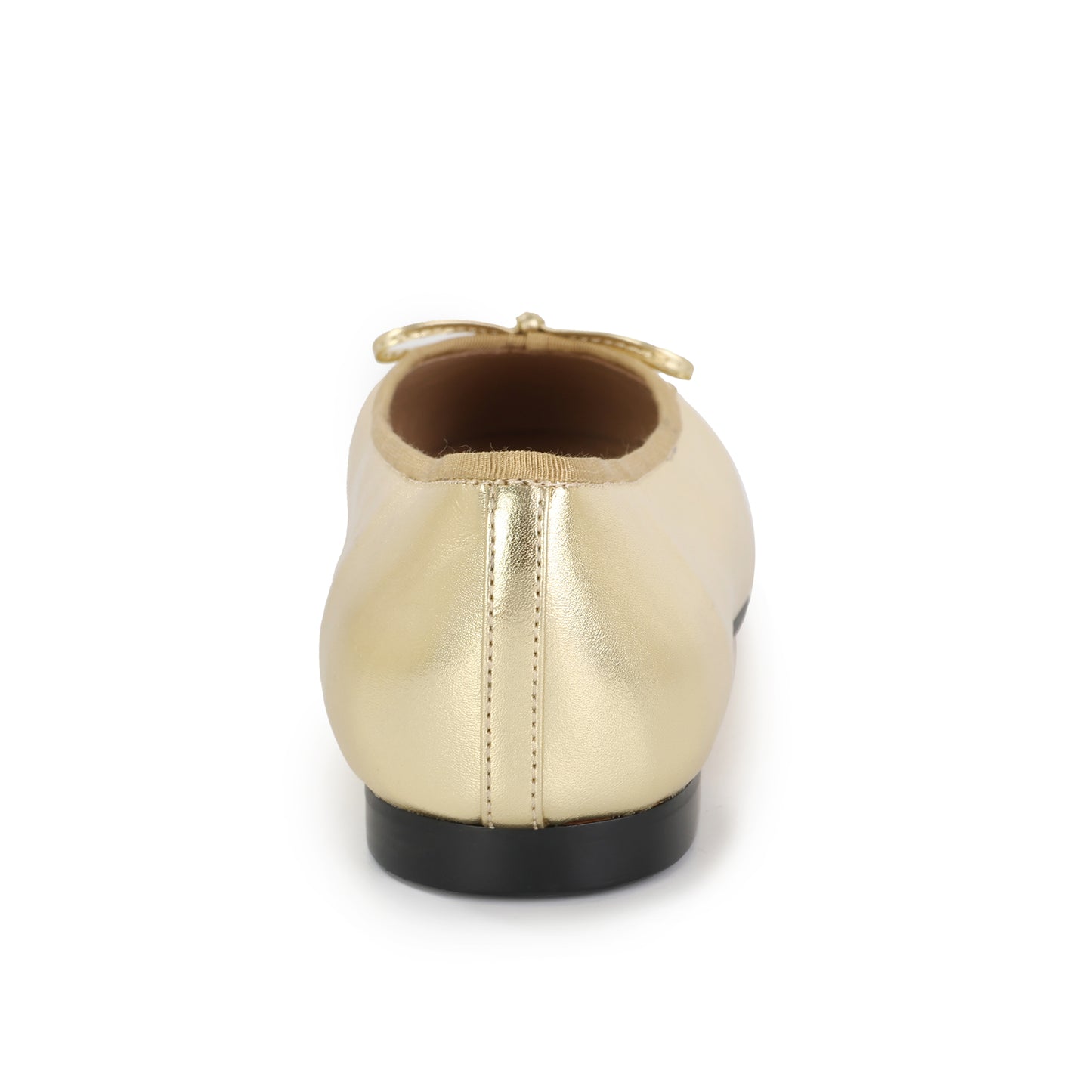 Gold/Black Leather Rue Ballet Flat with Ribbon Detail