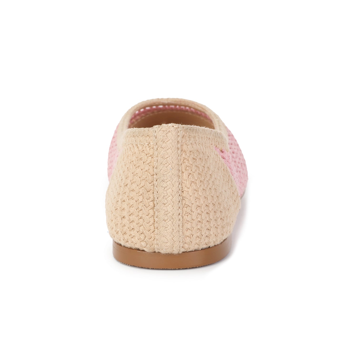 Pink/Beige Crochet Raffia Ballet Flat