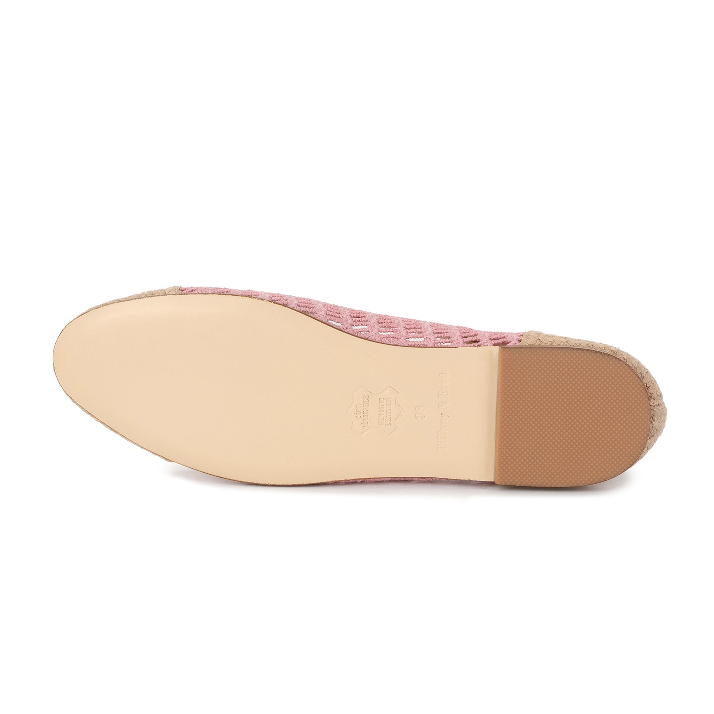 Pink/Beige Crochet Raffia Ballet Flat