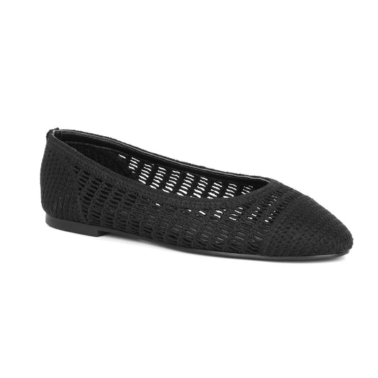Black/Black Crochet Raffia Ballet Flat