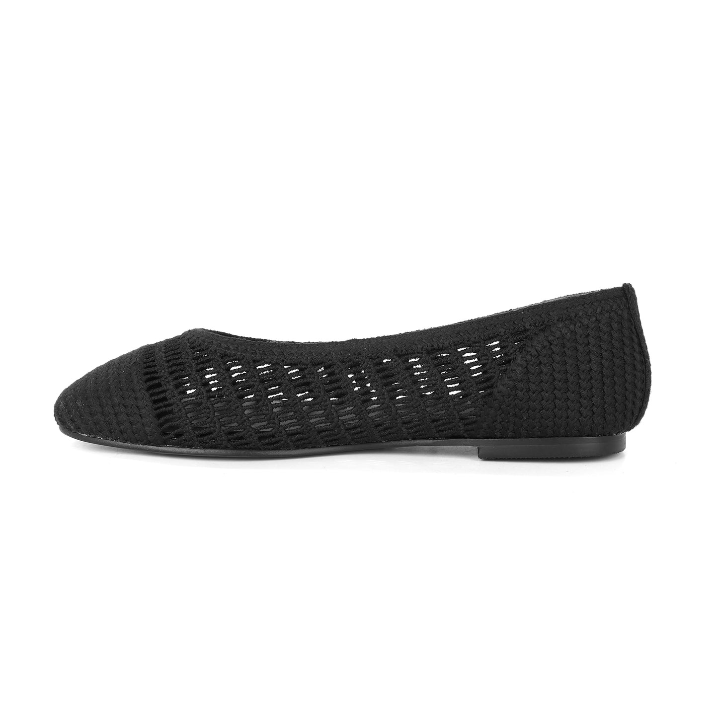 Black/Black Crochet Raffia Ballet Flat