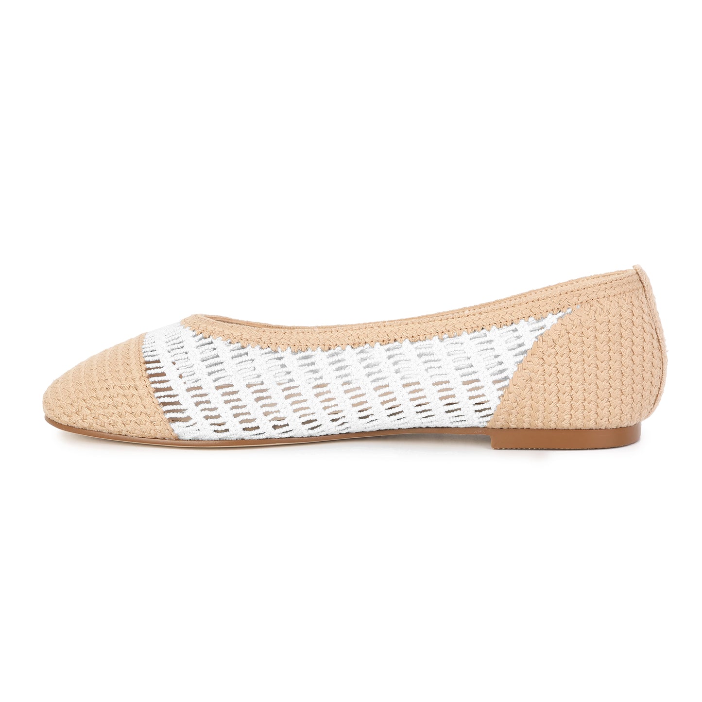 Cream/Tan Crochet Raffia Ballet Flat