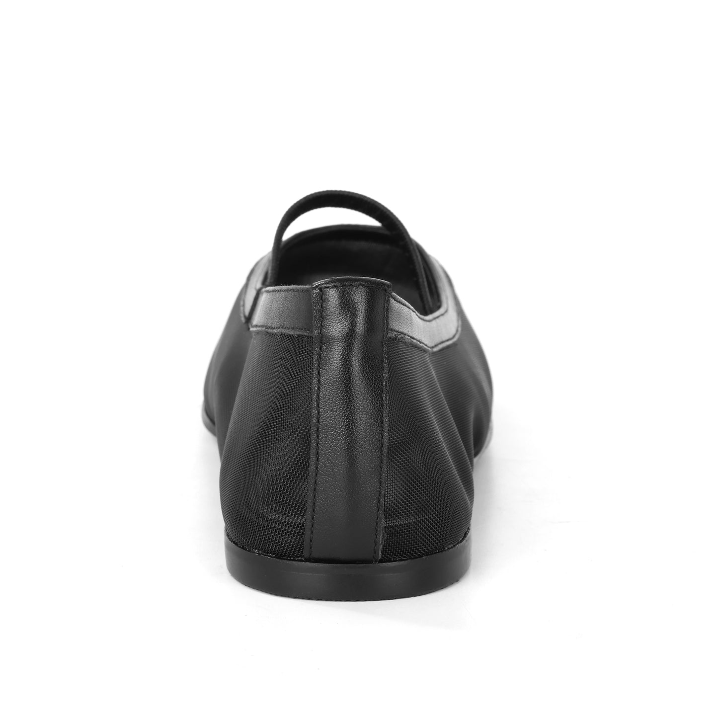 Black Mesh Mary Jane Flat with Leather Trim