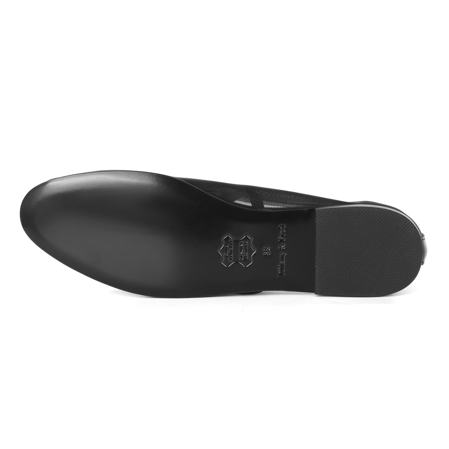 Black Mesh Mary Jane Flat with Leather Trim