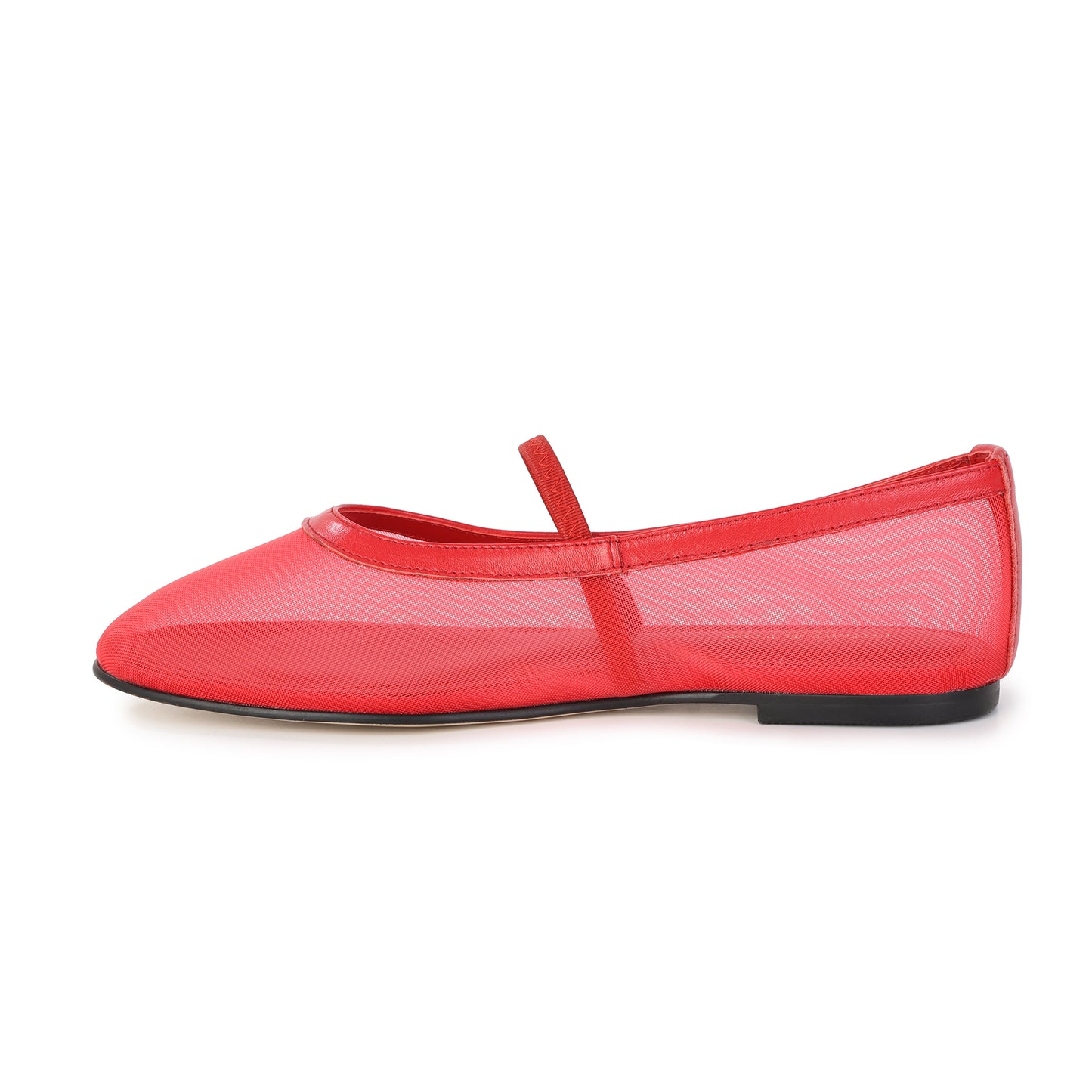 Red Mesh Mary Jane Flat with Leather Trim